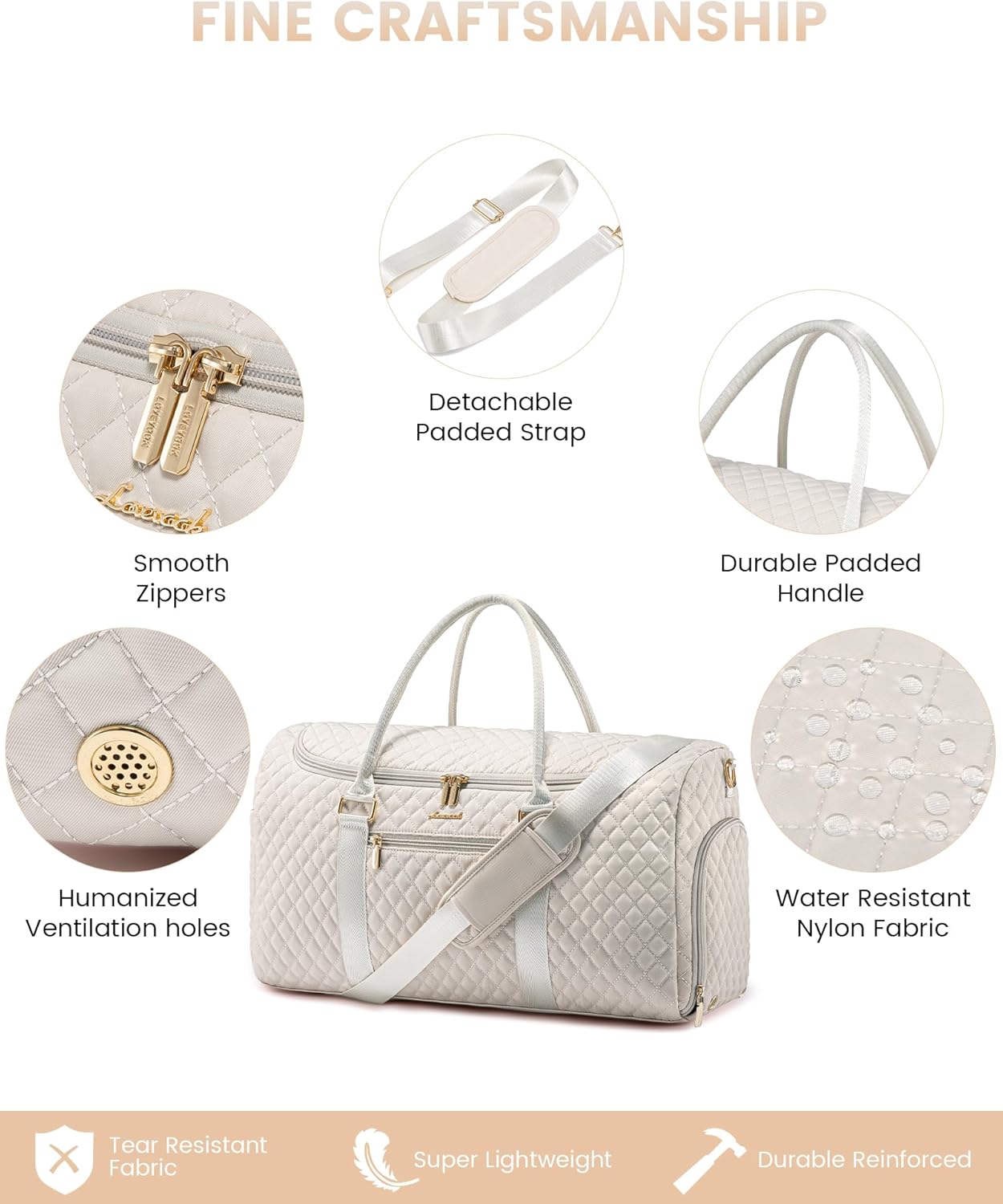 LOVEVOOK Travel Duffle Bag, 40L Weekender Overnight Bags with Toiletry, Quilted Carry On Bag with Shoe Compartment, Gym Duffel Bag with Wet Pocket for Women, Hospital Bags for Labor and Delivery