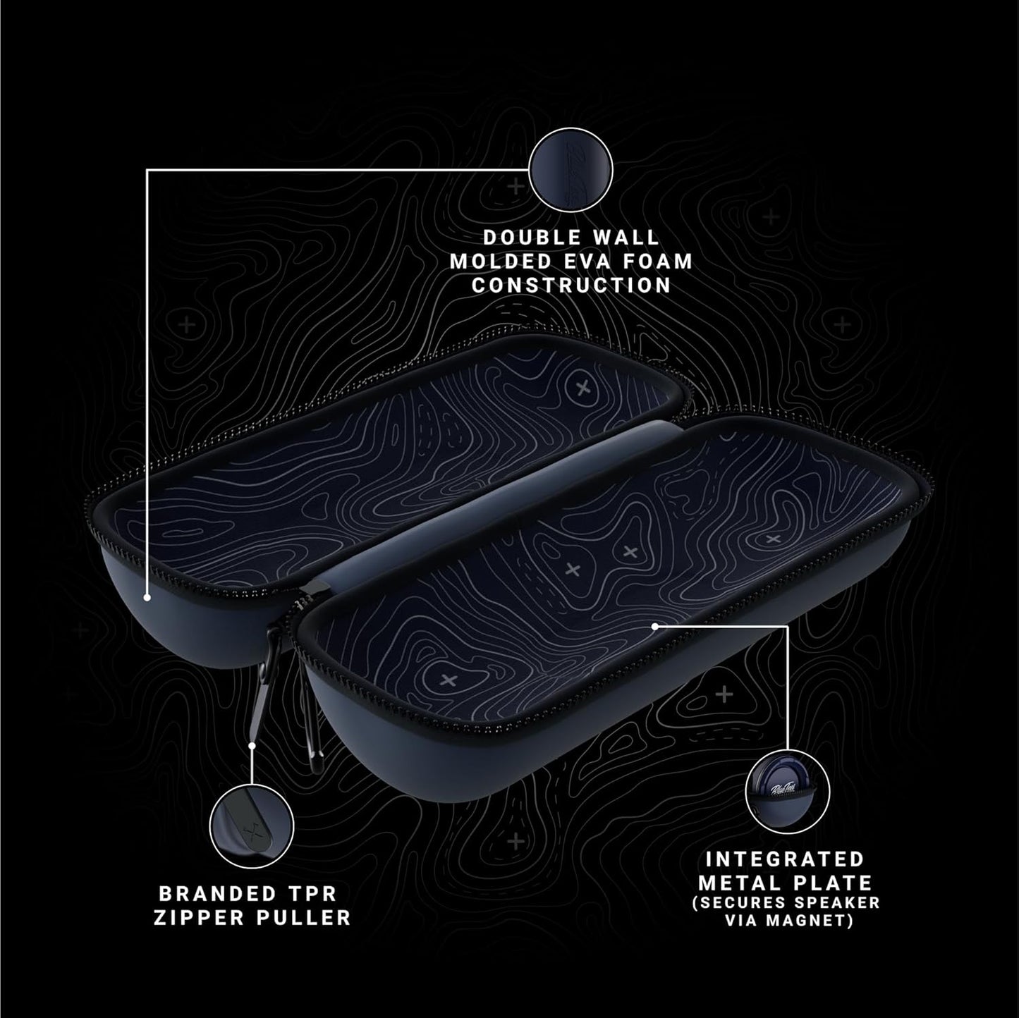 Blue Tees Golf GPS Case Compatible with Player+ GPS Speaker - Hard Carrying Protective Case, Advanced Security with Internal Magnetic Plate, Equipped with Carabiner Clip (Case Only) (Navy)