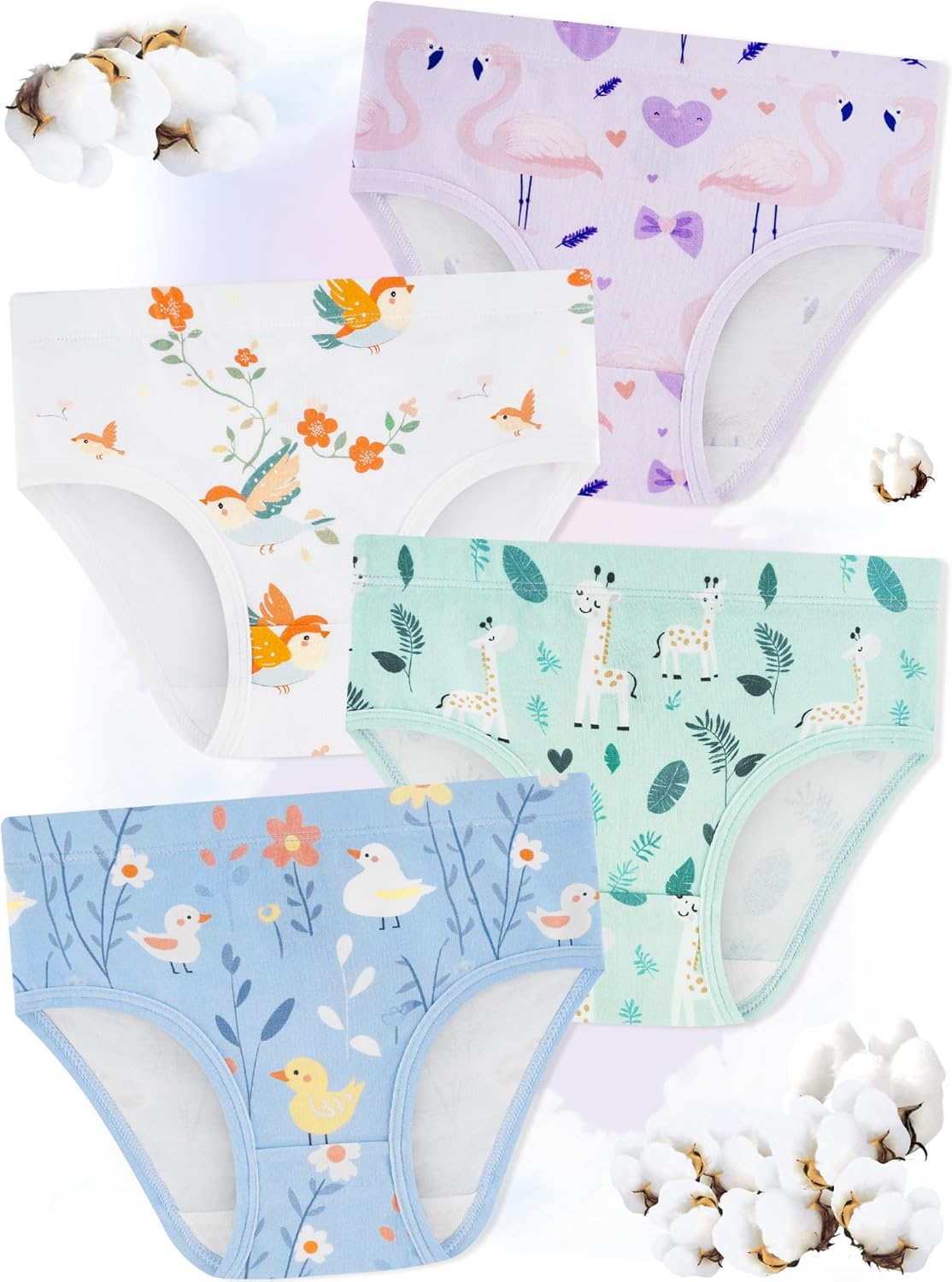 Girls' Underwear,Soft Cotton Tagless Panties for Toddlers' & Little Kids Comfort,Breathable Briefs,8-Pack