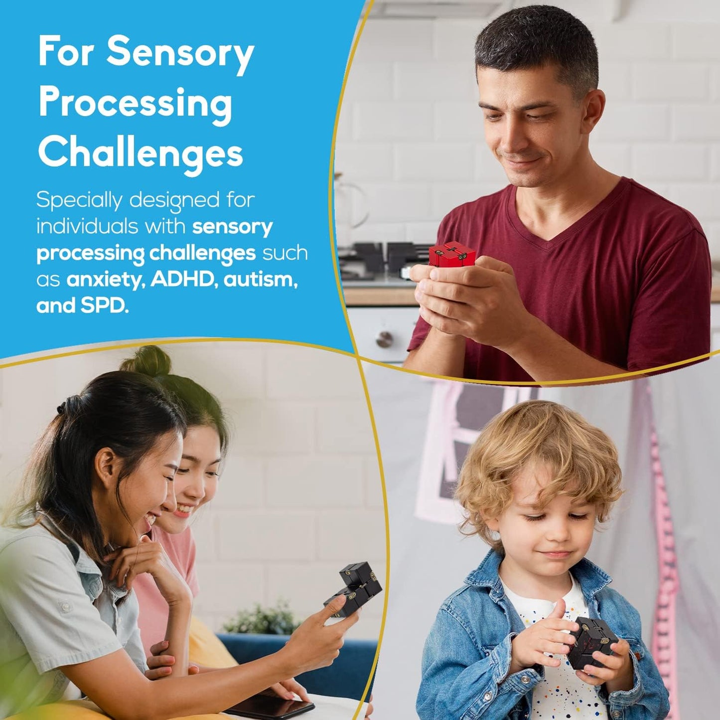 PILPOC theFube Infinity Cube Fidget Desk Toy - Aluminum Infinite Magic Cube with Case, Sturdy, Heavy, Relieve Stress and Anxiety, for ADD, ADHD, OCD (Green)