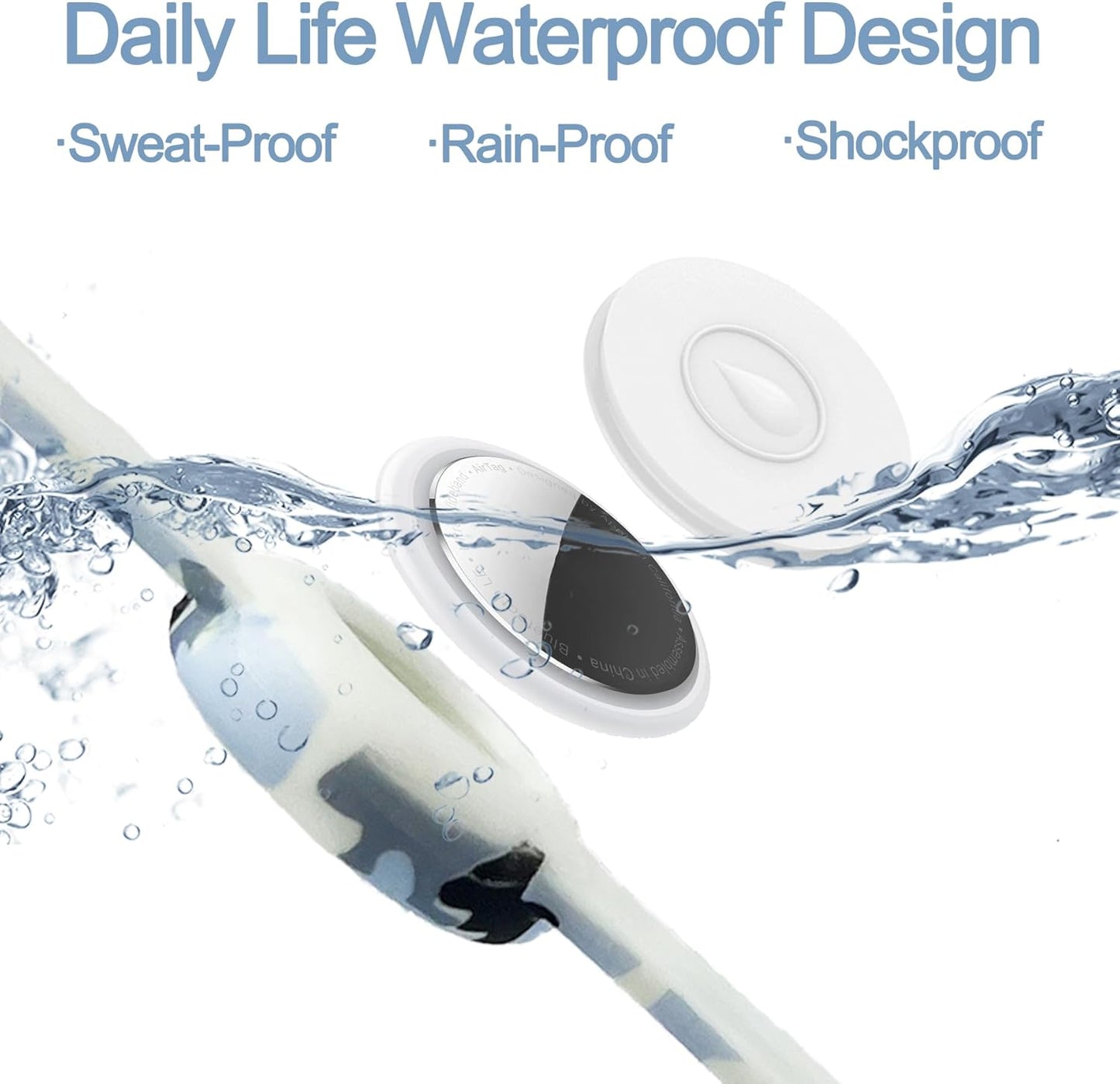 2 Pack Waterproof AirTag Bracelet for Kids, Hidden Printed Wristband for Apple Air Tag, Silicone AirTag Holder GPS Tracker Case for Band for Child Toddler, Secure Anti-Lost Protection(Camouflage)