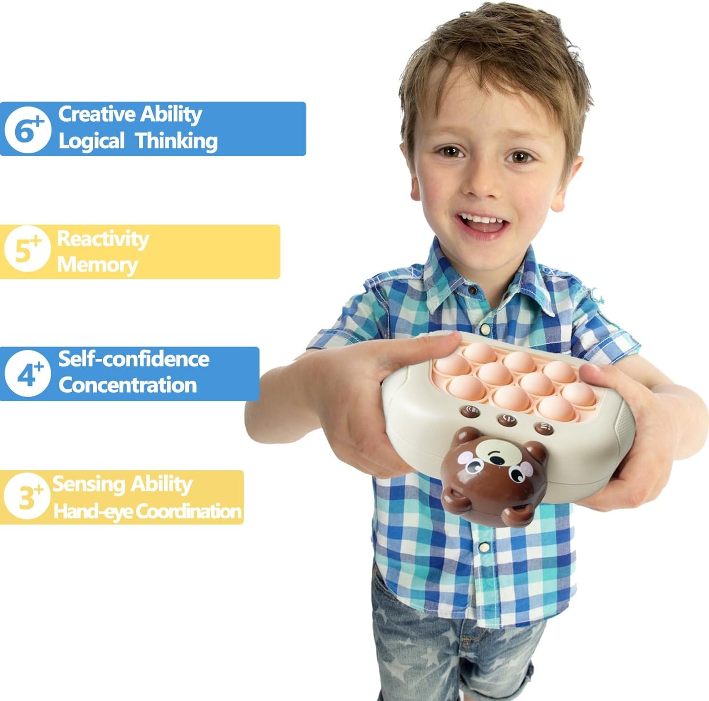 Pop The Target! Handheld Speed Pushing Game Machine: A Fun Multiplayer Game for Family. Fidget Game Toy for 6 7 8 9 10 11 12 Years Old Bear