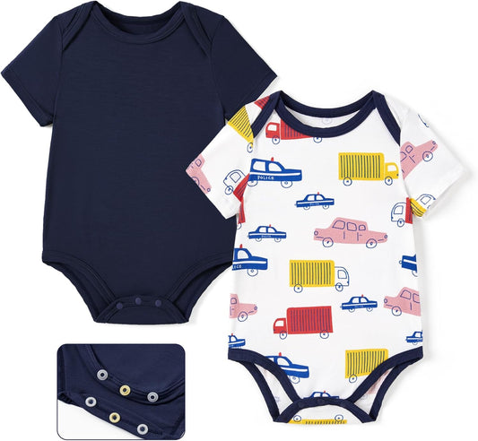 PATPAT Baby Bodysuits Supersoft Bamboo Viscose - Short Sleeve Boys and Girls - Newborn Infant Unisex Clothes Pack