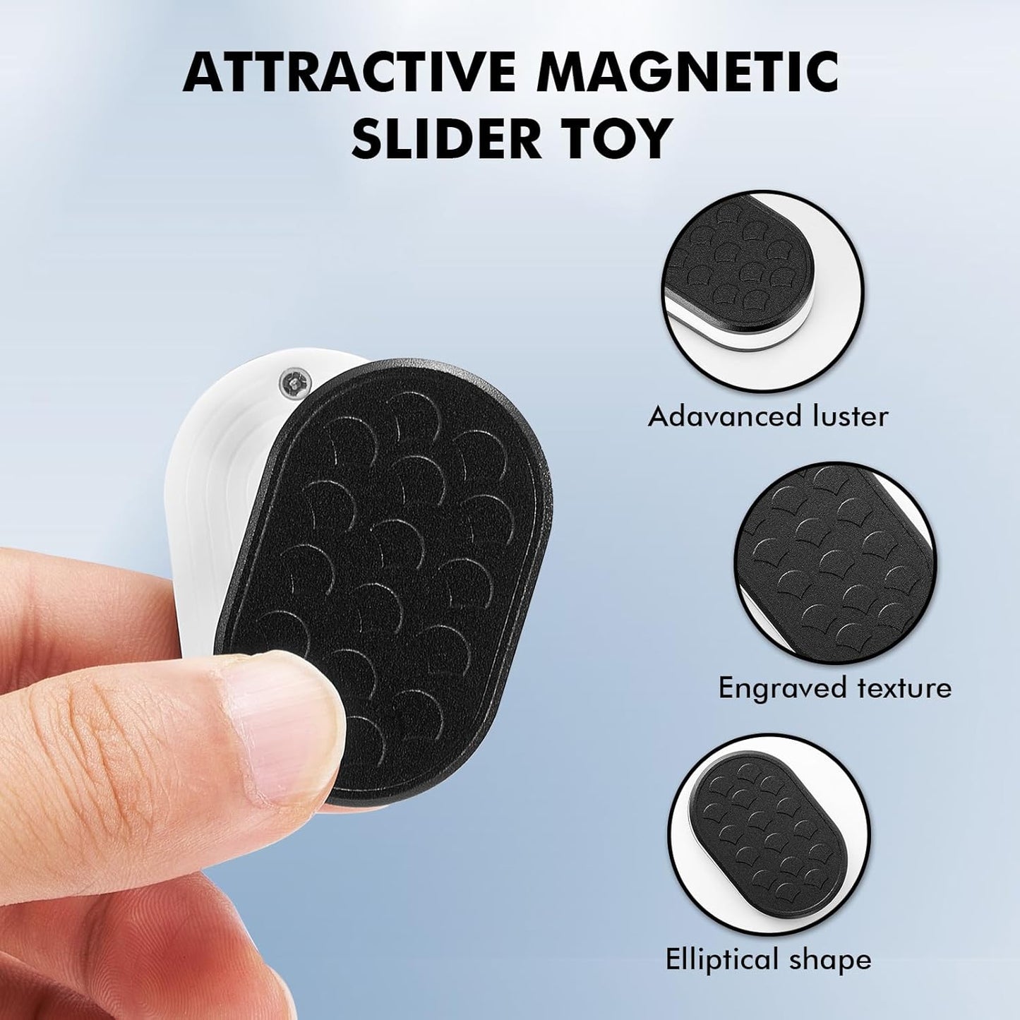 Metal Fidget Slider Toy: Metal Poker Fidget Slider, Magnetic Oval EDC Fidget Toys for Adults, Magnetic Metal Clicker for Relieving Stress Anxiety, Push Card, Office Coin