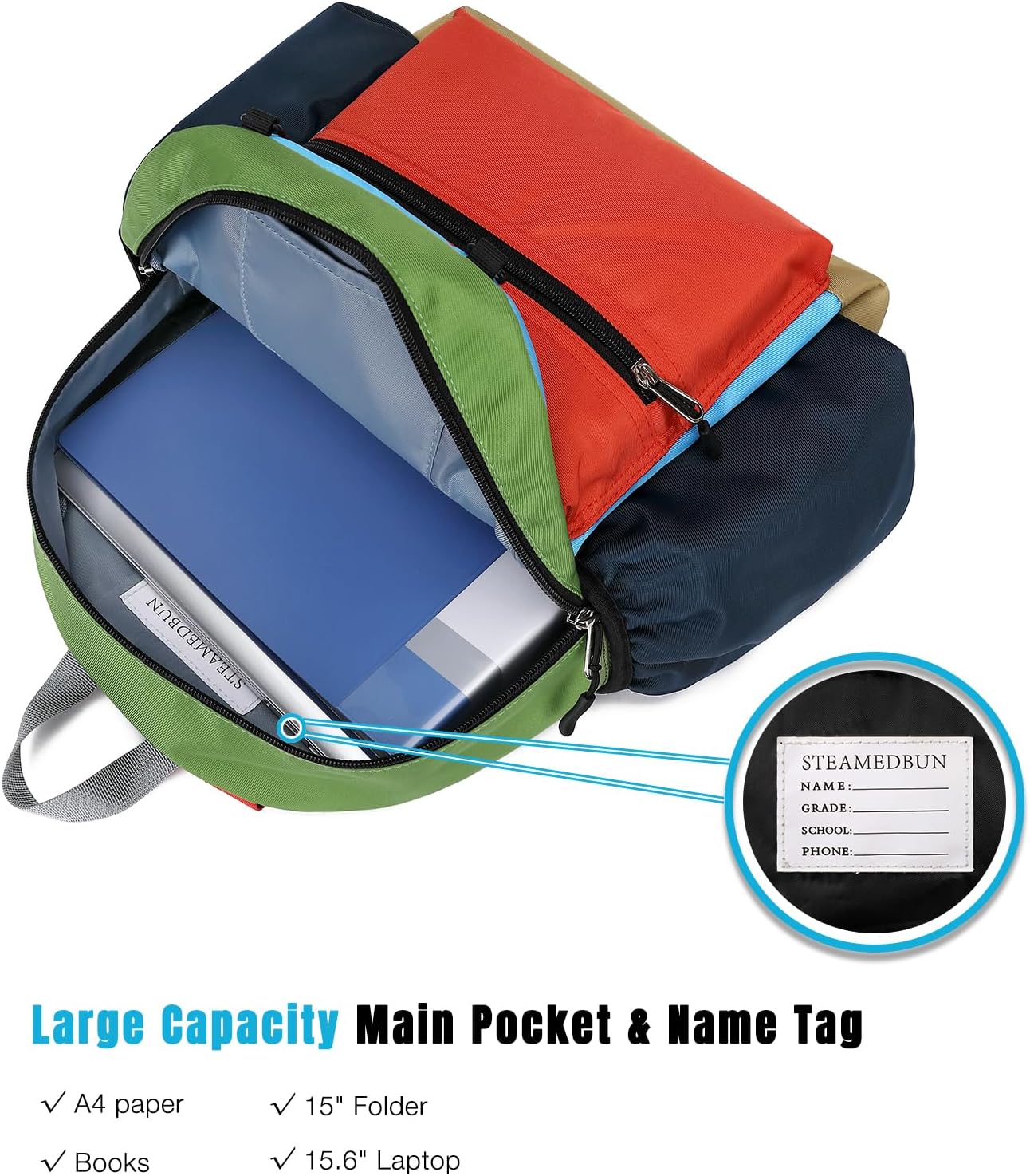 STEAMEDBUN Kids Backpack for Boys 4-6: Boys Backpacks for Elementary - 15 inch Backpack for Kindergarten