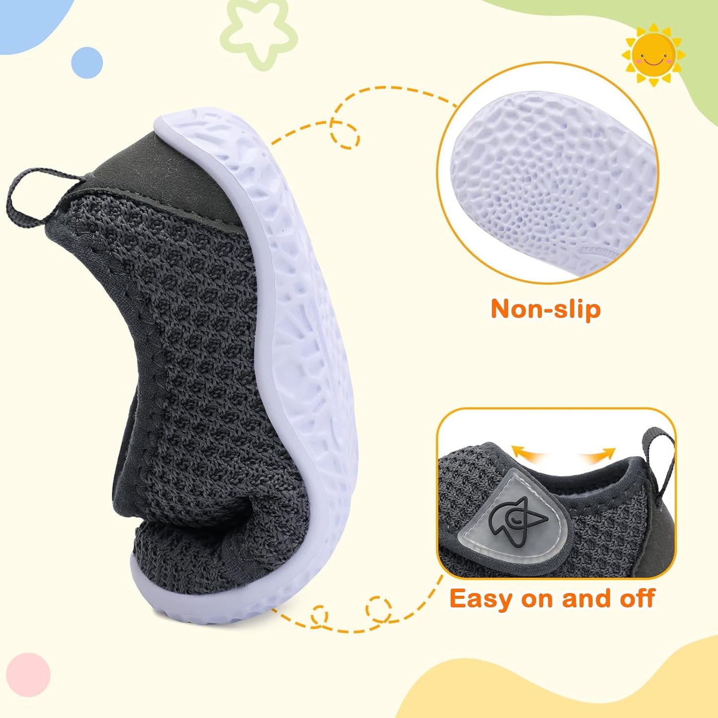 LeIsfIt Baby Shoes Boys Girls First Walking Shoes Non-Slip Infant Sneakers Lightweight Slip-on Crib Sneakers for First Walkers