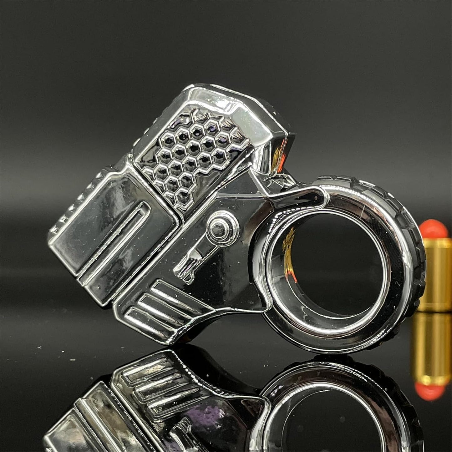 Alloy Gun Shape Fidget Ring EDC Fidget Spinner Metal Hand Spinner Adult Fidget Toys ADHD Tool Anxiety Stress Relief Toys Office Desk Toys (Silver)