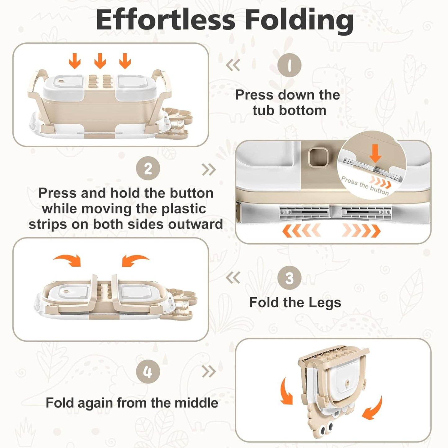 MoreFeel Collapsible Baby Bathtub for Newborn with Thermometer & 1 Hooded Towel & 1 Soft Floating Cushion,Portable Travel Bathtub with Drain Hole, Durable Foldable Baby Tubs for Infants to Toddler