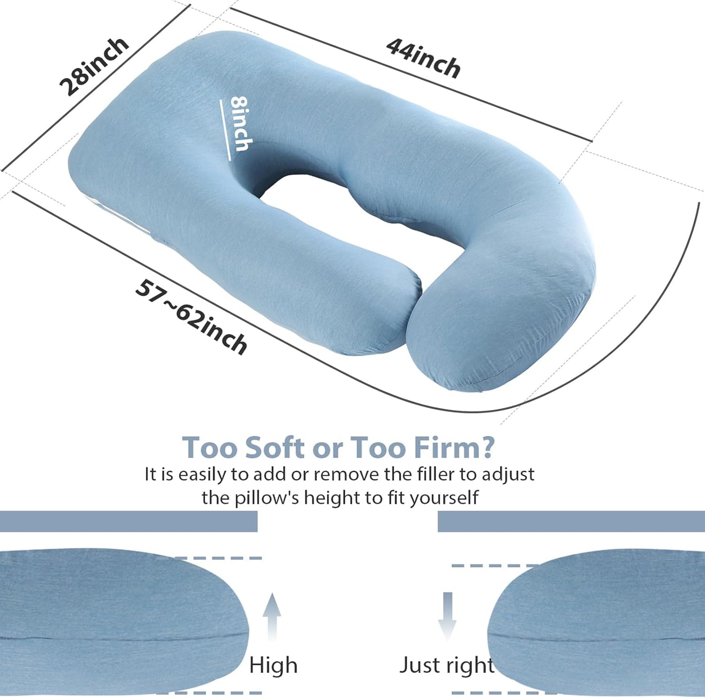 BATTOP Pregnancy Pillow for Sleeping,Maternity Pillow with Cooling Removable Cover,57 Inch Cooling Body Pillow,Support for Back,HIPS,Legs,Belly,Pregnancy Must Haves