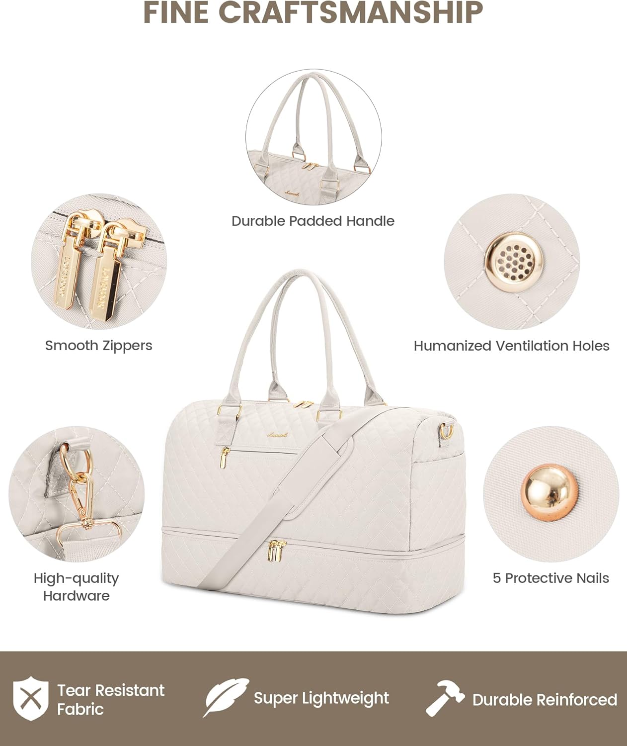 LOVEVOOK Travel Duffle Bag for Women, Weekender Overnight Bag with Shoe Compartment, Carry on Bag with Toiletry Bag, Gym Duffel Bag with Wet Pocket, Hospital Bags for Labor and Delivery 3 Pcs Set