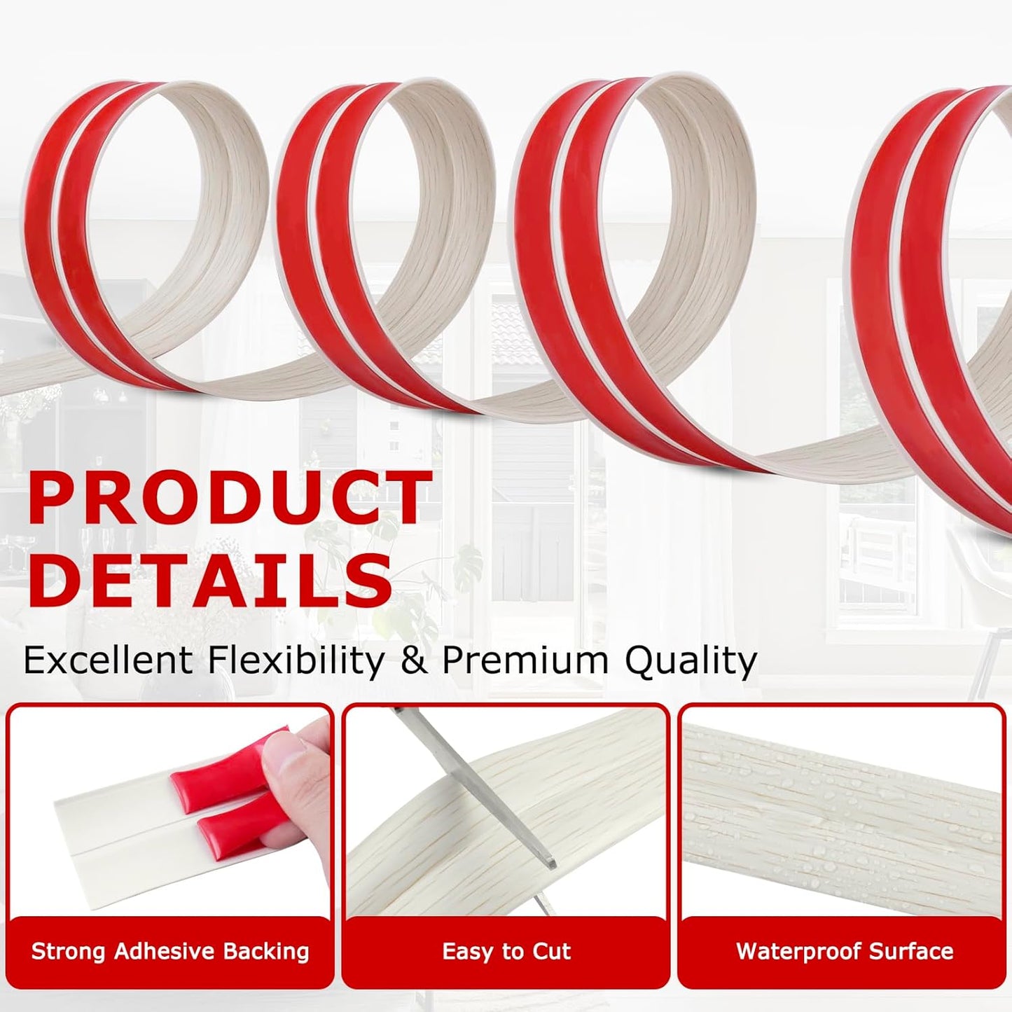 Flexible Wall Corner Protector Moulding Trim Peel and Stick Wall Corner Guards Edge Protector Self Adhesive Molding Trim Strip for Edge Ceiling (Beige Wood Grain, 1.6 in x 40 Ft)