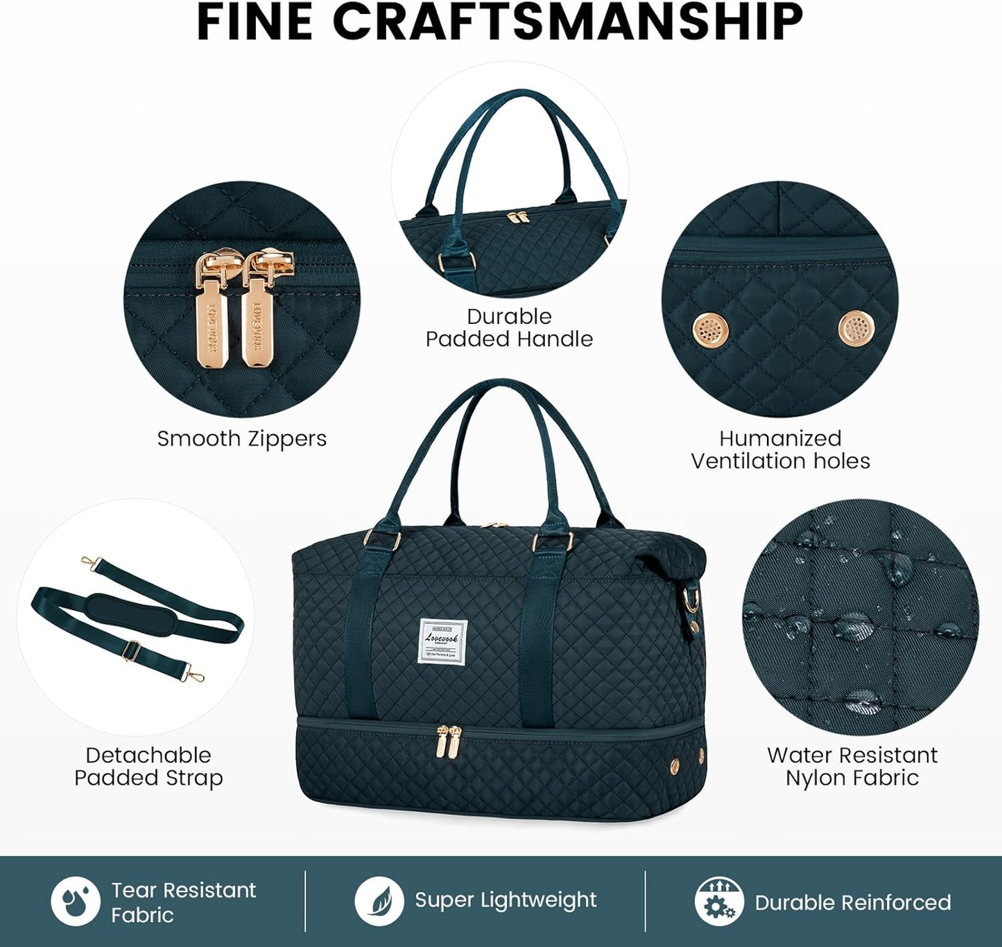 LOVEVOOK Travel Duffle Bag,Weekender Bags for Women with Shoe Compartment，Carry on Overnight Bag with Toiletry Bag,Gym Duffel Bag with Wet Pocket, Hospital Bags for Labor and Delivery