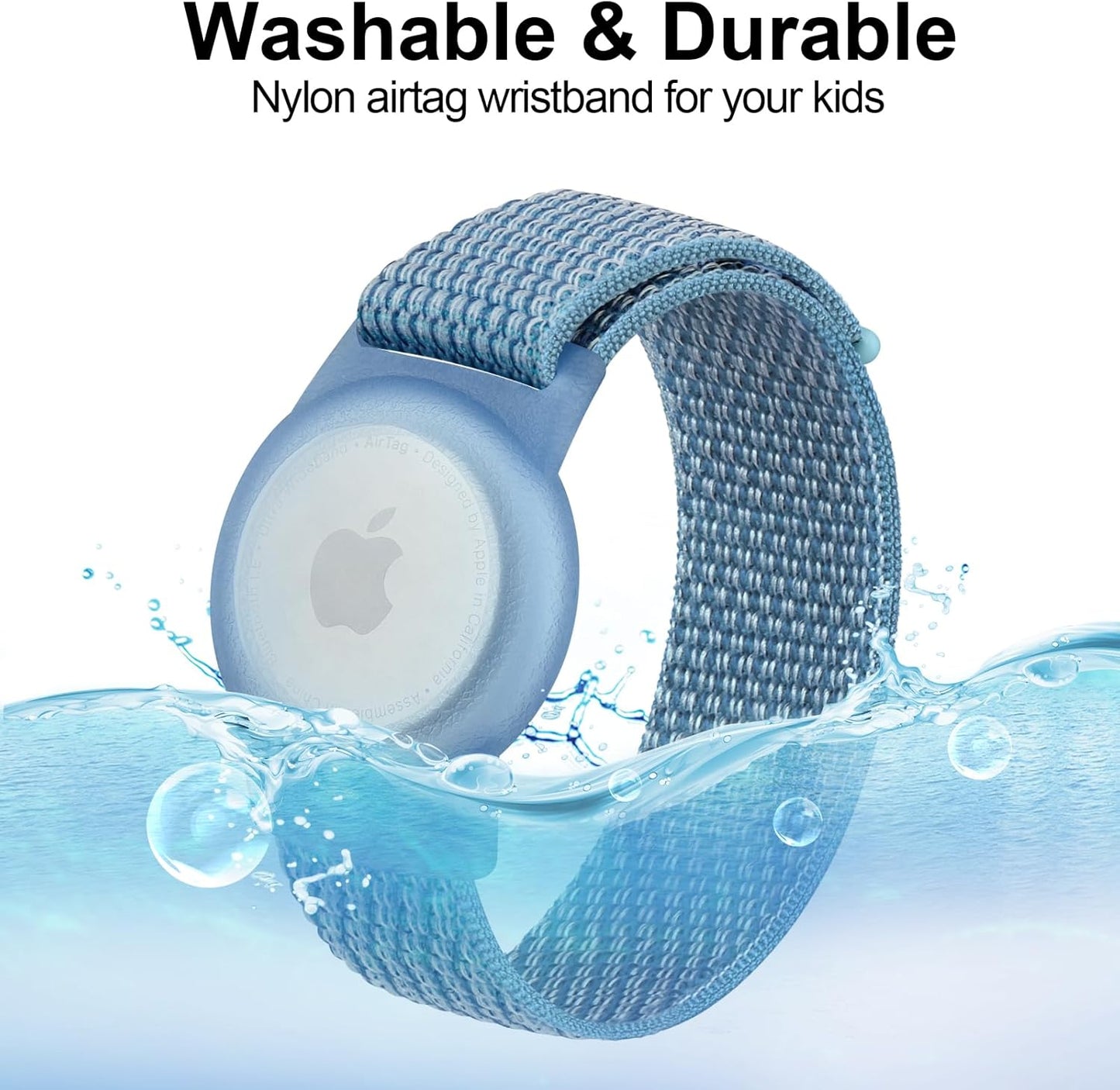 Vancle Kids Wristband for Apple AirTag, Protective Case for Air Tag GPS Tracker Holder with Nylon Bracelet, Adjustable Anti Lost Watch Band for Toddler Baby Children Elders