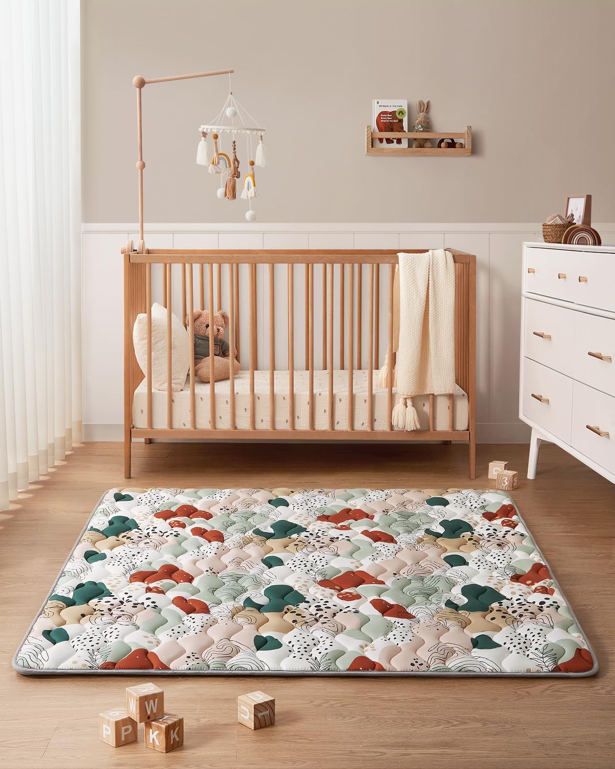 Blissful Diary Baby Play Mats for Floor, 59x59 Inch Thicker Foam Playmats for Babies and Toddlers, Soft Cushioning Baby Playpen Mat, Modern Abstract