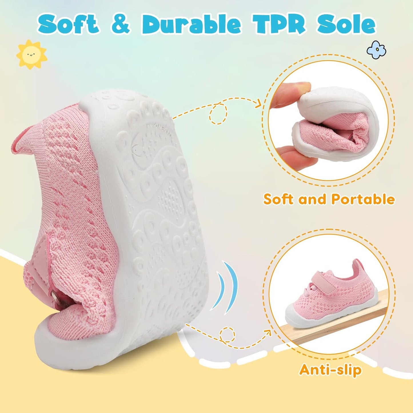 LeIsfIt Baby Shoes Girls Boys First Walking Shoes Infant Sneakers Crib Shoes Lightweight Non-Slip Shoes