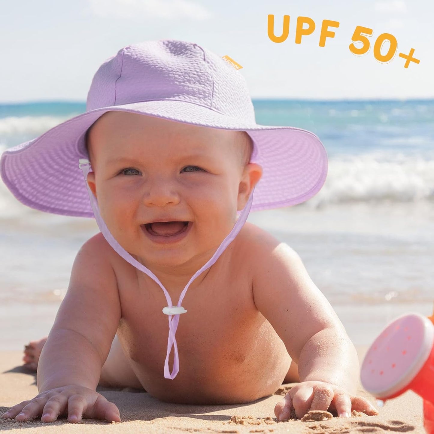 HONGTEYA Baby Sun Hat Toddler Girl Beach Hat Adjustable Outdoor Summer Hat UPF 50+ Sun Protection Wide Brim Infant Kids
