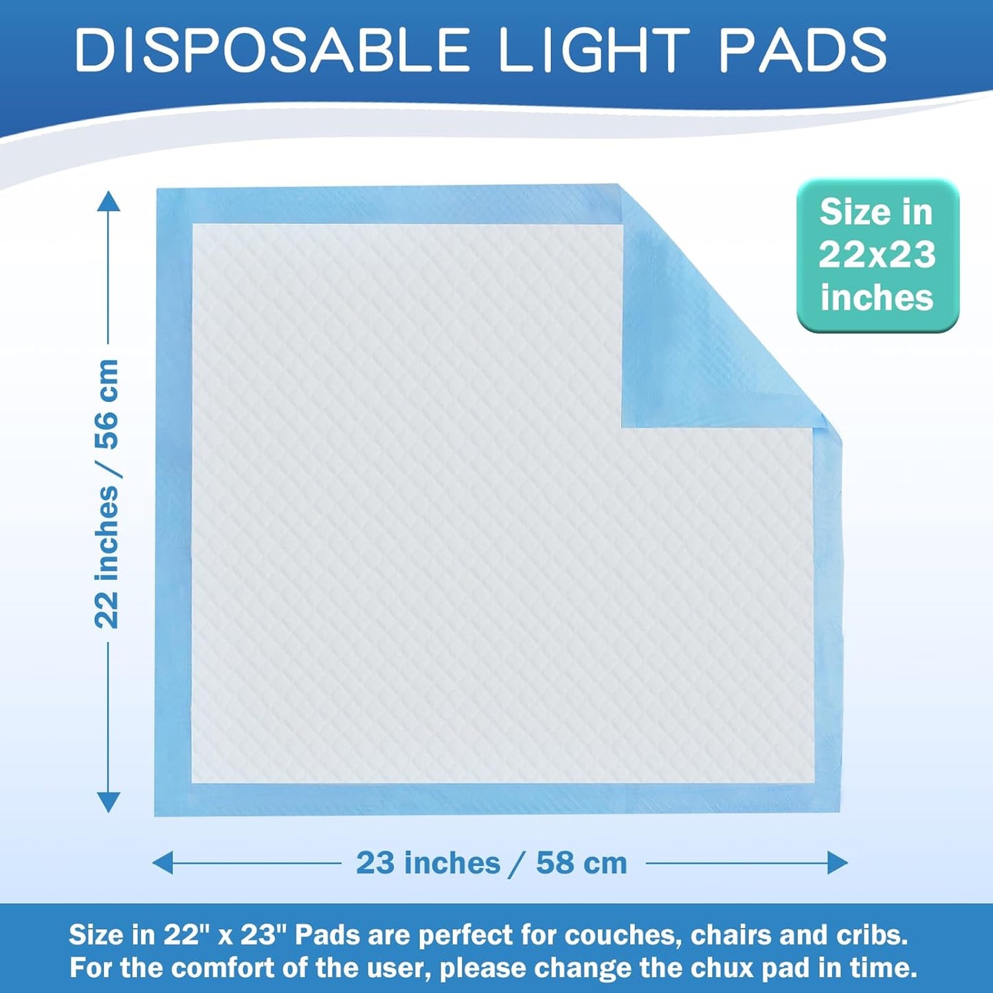 150 Count Premium Chucks Pads 22"x23" Disposable, Ultra Absorbent Adults Incontinence Underpads Leakproof, Waterproof Puppy Training Pee Pads Leakproof, Baby Changing Liner