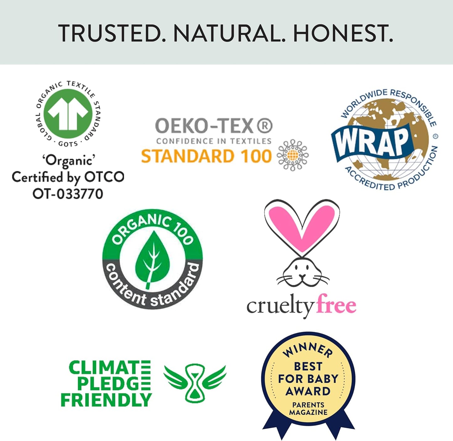 HonestBaby 5-Pack Short Sleeve T-Shirts 100% Organic Cotton Baby, Toddler, Little Kid, Boy, Girl, Unisex