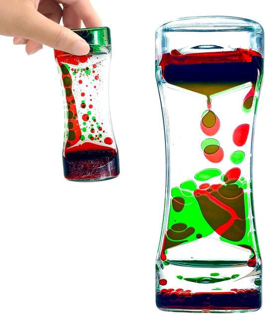 Liquid Motion Bubbler Timer Sensory Toys for Relaxation, Water Timer Fidget Toy for All Age, Motion Bubble Toy Sensory Play for Office Home (Red & Green, 1 Pack)