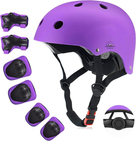Kids Bike Helmet Set, CPSC Certified with Knee Pads Elbow Pads Wrist Guards,Adjustable Helmet for Ages 3-5-8-15 Toddler Kids&Youth,Bicycle Skateboarding…