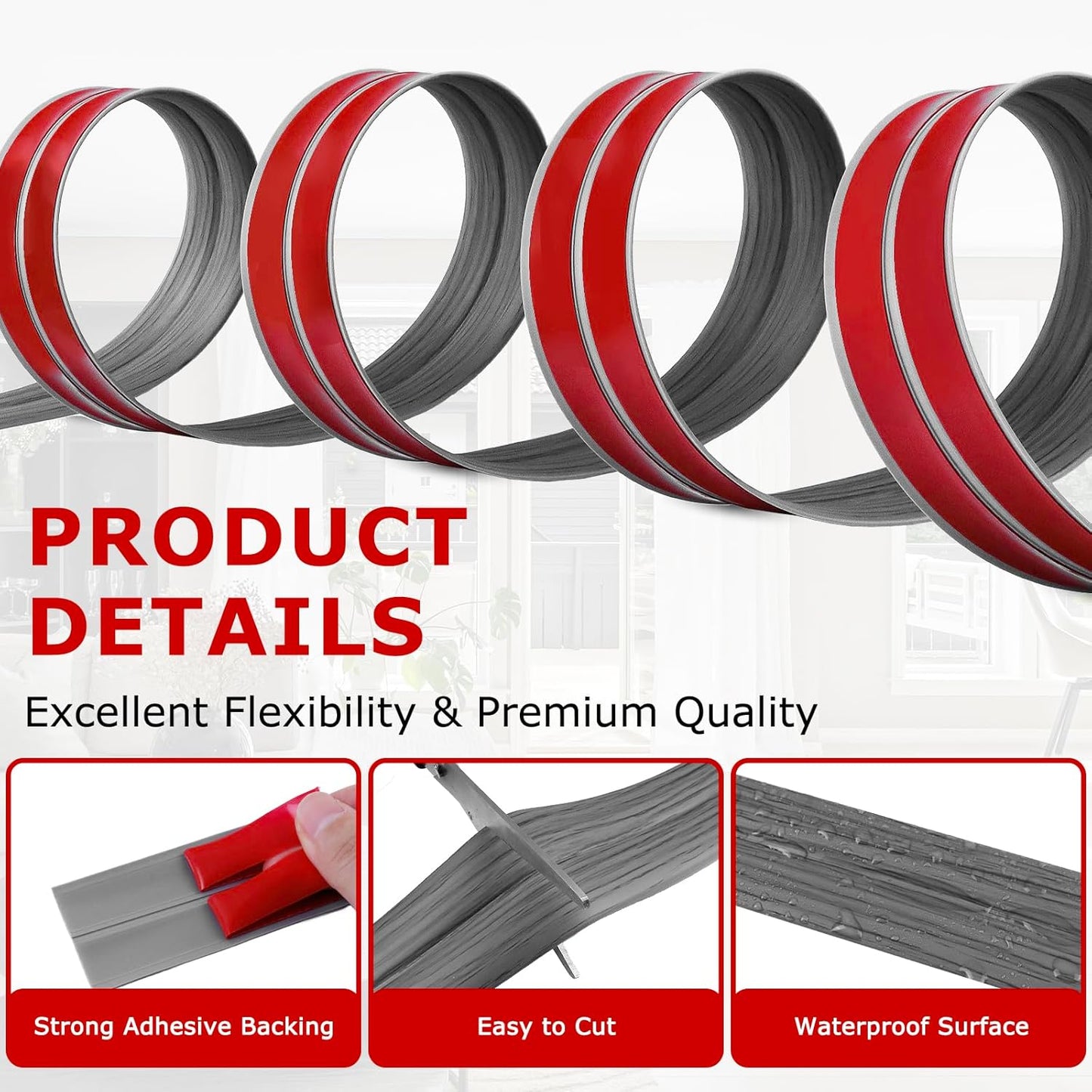 Flexible Wall Corner Protector Moulding Trim Peel and Stick Wall Corner Guards Edge Protector Self Adhesive Molding Trim Strip for Edge Ceiling (Deep Gray Wood Grain, 1.6 in x 40 Ft)