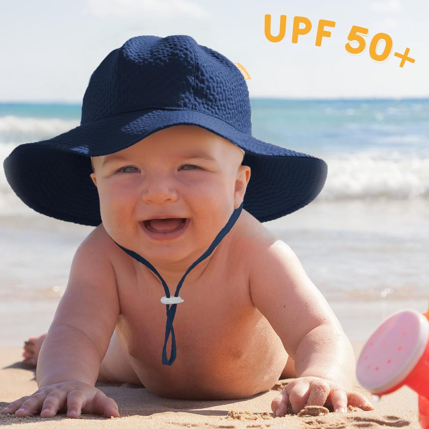 HONGTEYA Baby Sun Hat Toddler Girl Beach Hat Adjustable Outdoor Summer Hat UPF 50+ Sun Protection Wide Brim Infant Kids