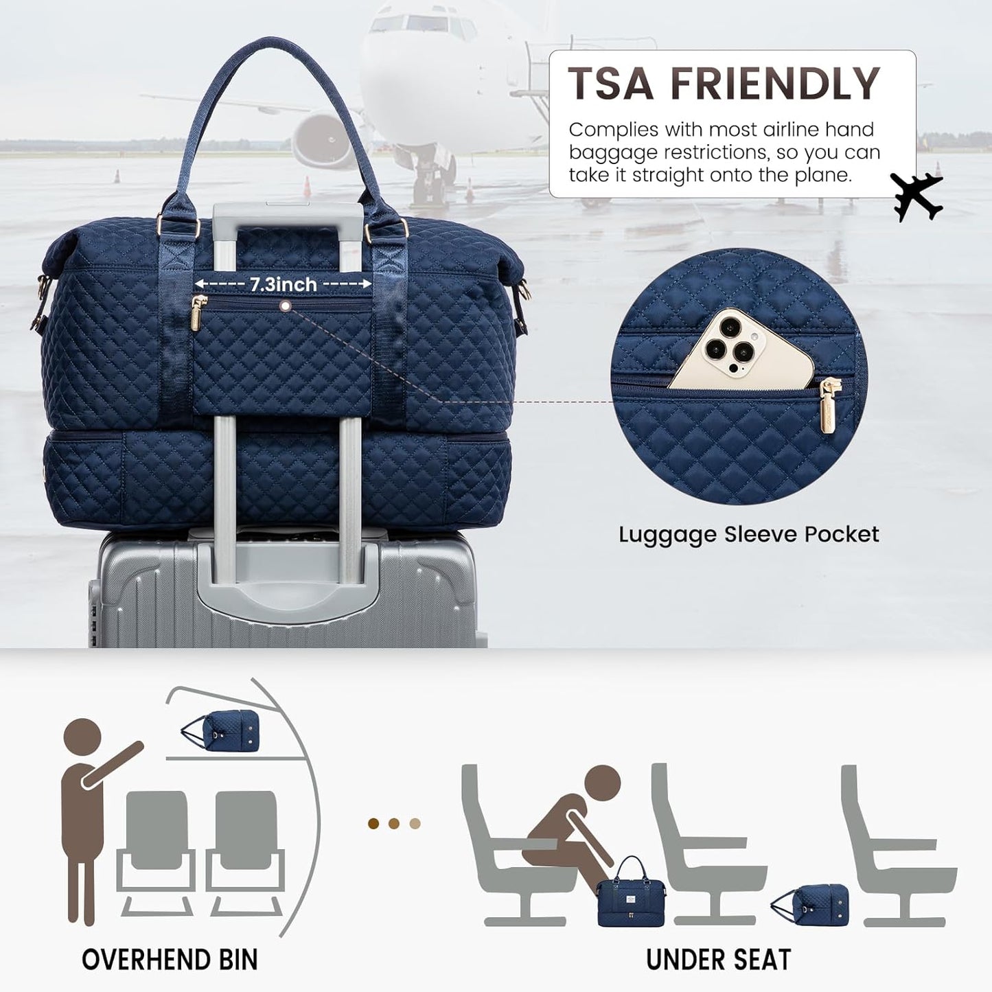 LOVEVOOK Travel Duffle Bag,Weekender Bags for Women with Shoe Compartment，Carry on Overnight Bag with Toiletry Bag,Gym Duffel Bag with Wet Pocket, Hospital Bags for Labor and Delivery