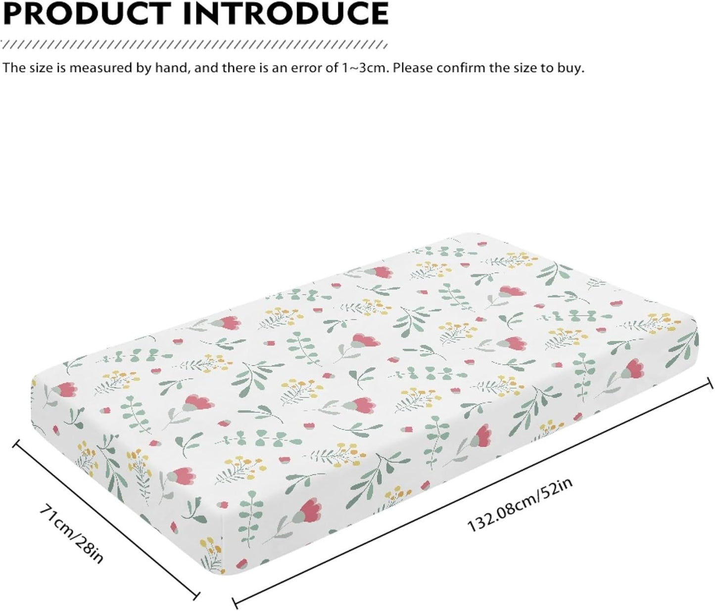 Floral Pattern Flowers and Leaves Fitted Crib Sheet Tulip Flower Baby Crib Sheet Fit Standard Crib and Toddler Mattress,Crib Mattress Sheets for Boys Girls 28"x52"