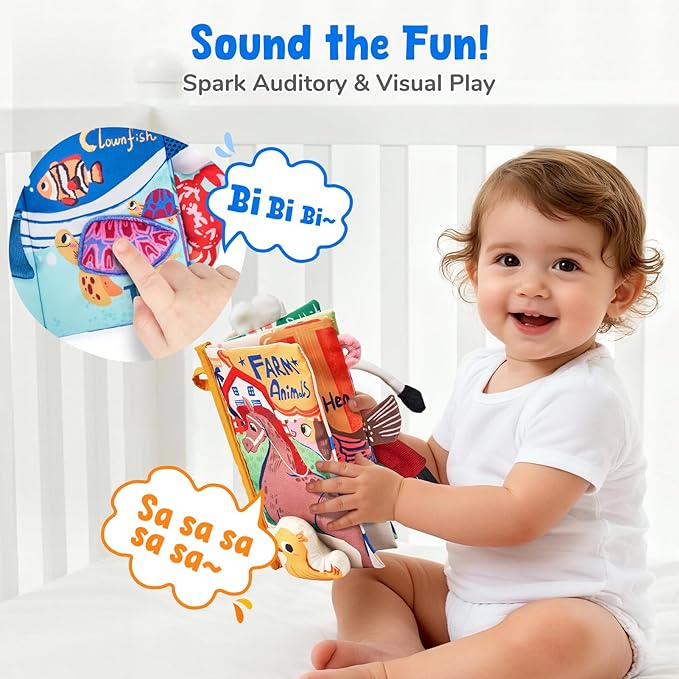 JoyCat Baby Books 0-6 Months - 2PCS Infant Toys 0-6m Tummy Time Babies Toy Newborn Toys Early Development Sensory Book Baby Girl Boy Shower Christmas Birthday Gift Stocking Stuffers