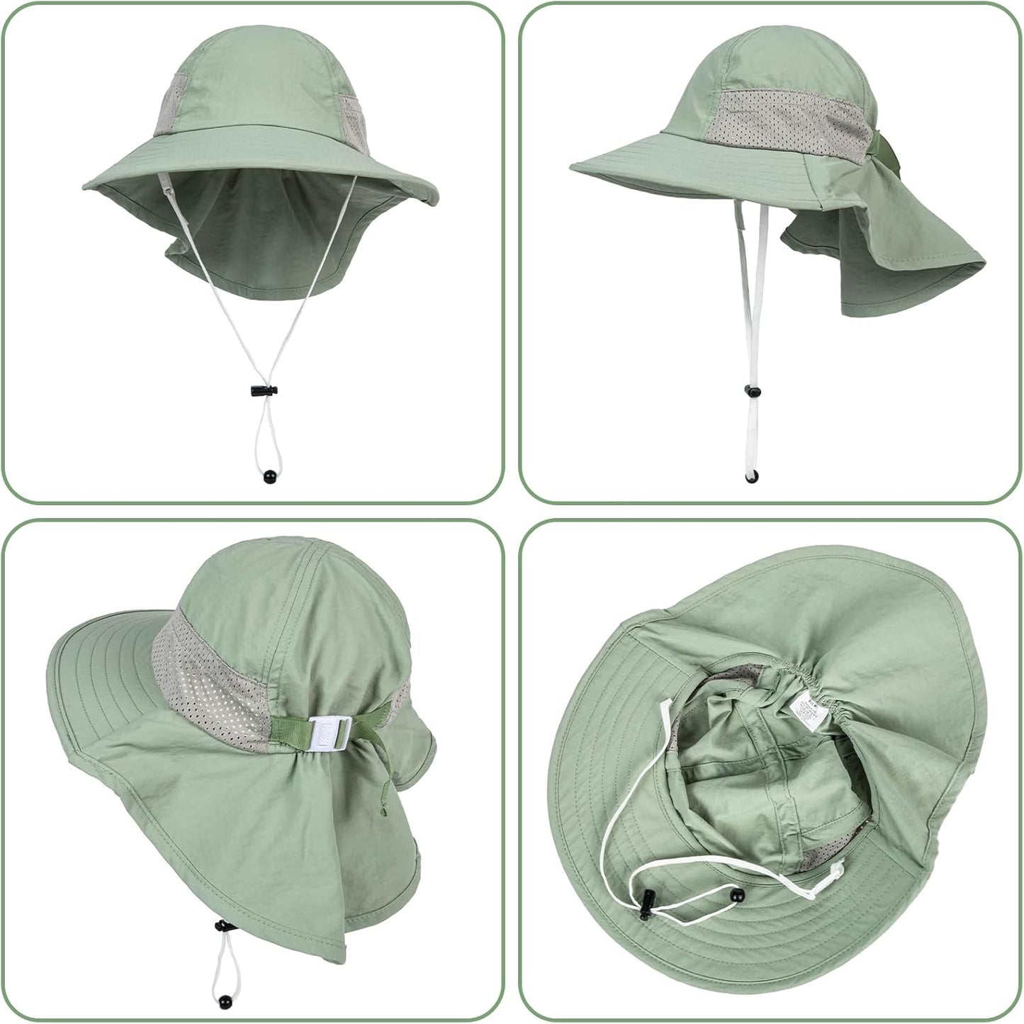 Toddler Baby Sun Hat Kids Summer UPF 50+ for Boys Girls Adjustable Beach Hats with Bucket Wide Brim Age 1-7 Years