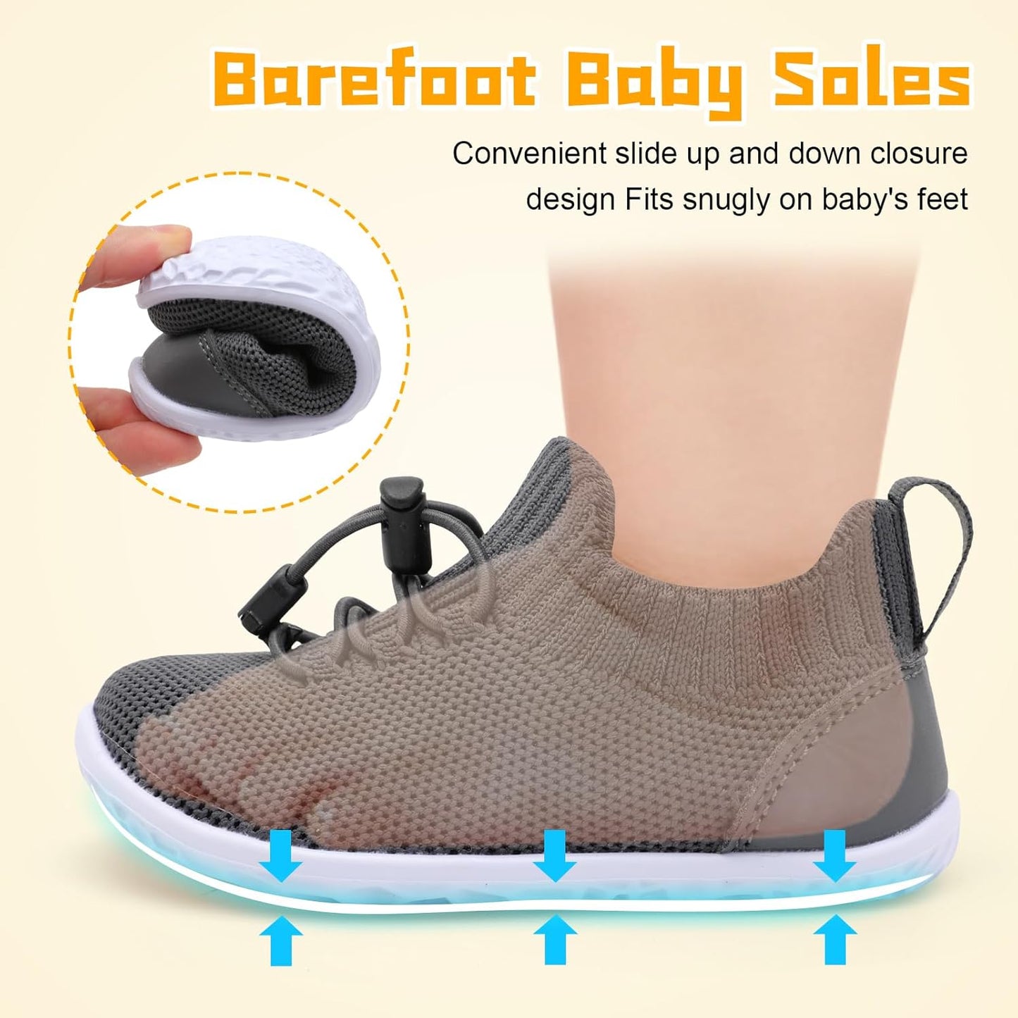 FEETCITY Baby Shoes Boys Girls First Walking Shoes Lightweight Infant Sneakers Slip On Shoe