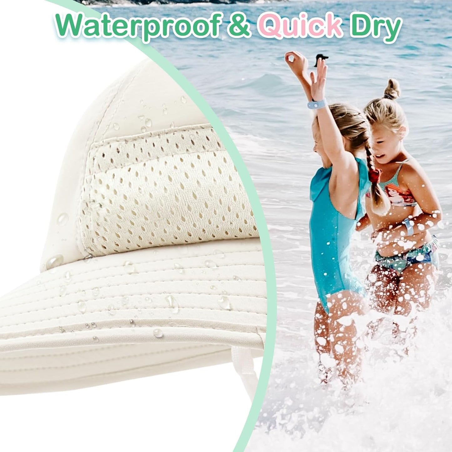 XIAOHAWANG Girls Sun Hat Baby Beach Hats Boys UPF 50+ Kids Summer Protection Cap Toddler Breathable Caps Wide Brim Neck Flap