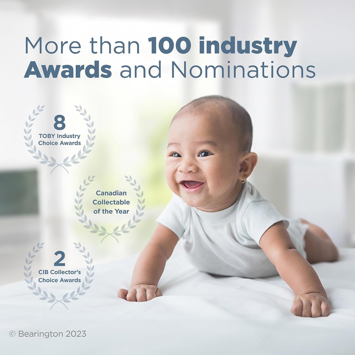 Bearington Baby Lil’ Reindeer Christmas, 5.5 Inch Christmas Reindeer Plush Stuffed Animal, Soft Baby Rattles and Plush Rings