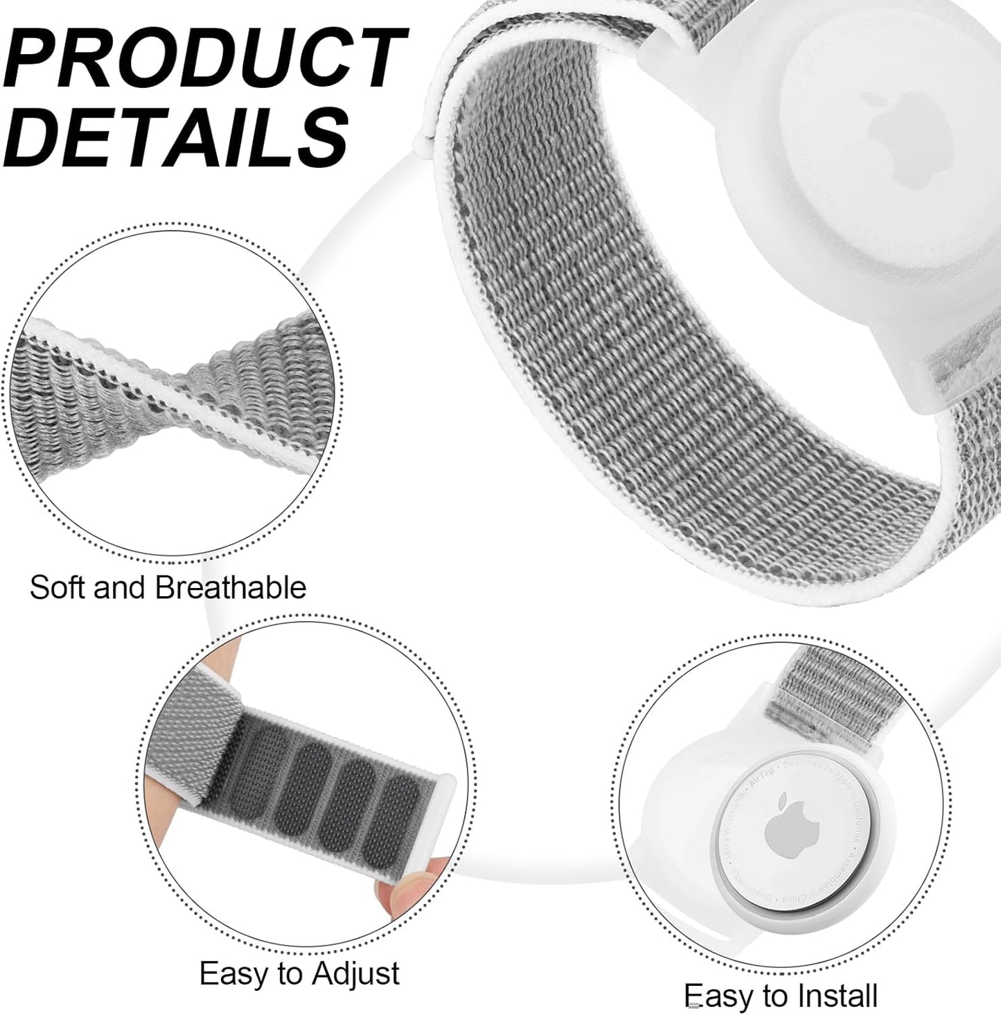 Vancle Kids Wristband for Apple AirTag, Protective Case for Air Tag GPS Tracker Holder with Nylon Bracelet, Adjustable Anti Lost Watch Band for Toddler Baby Children Elders