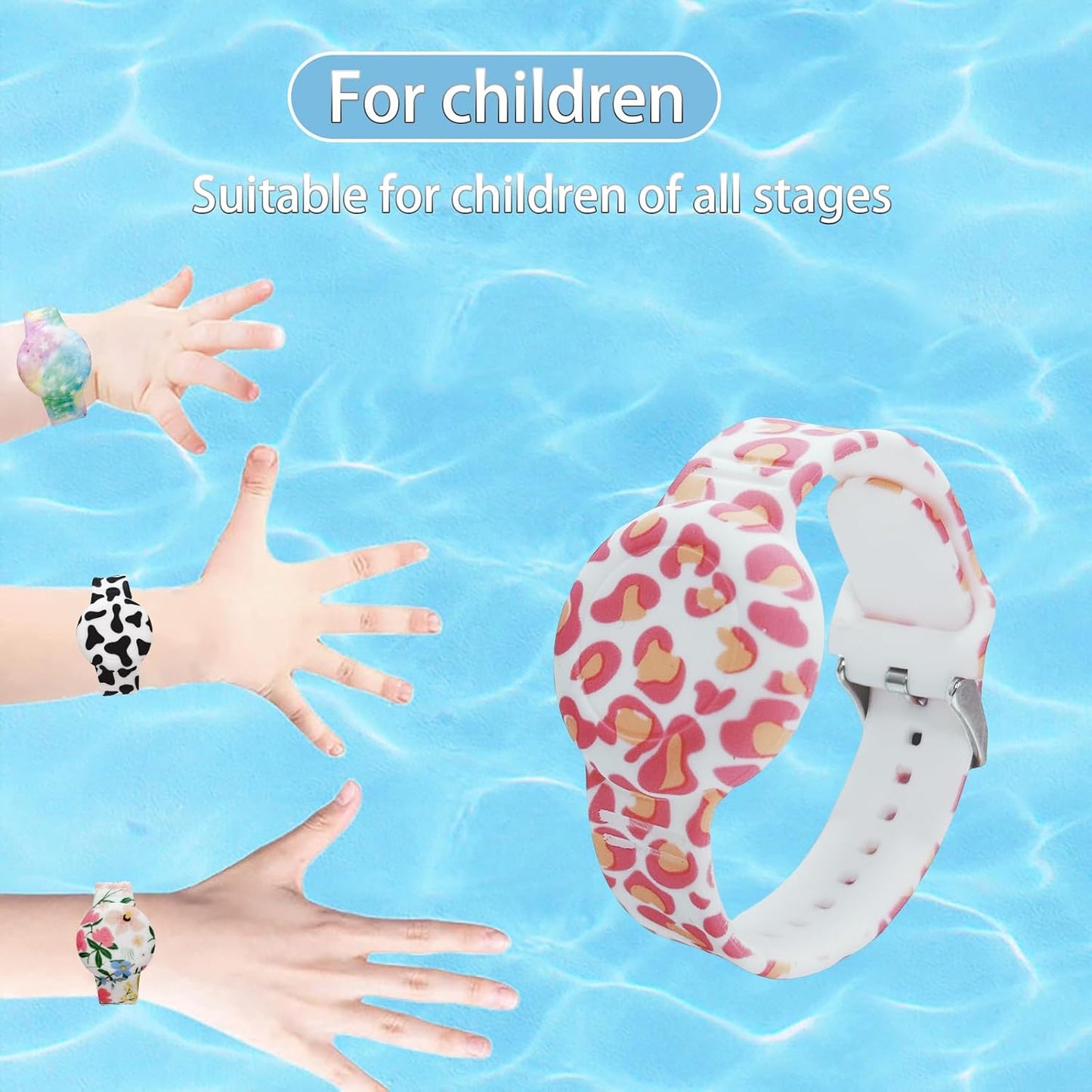 Waterproof AirTag Bracelet for Kids, Soft Silicone Air Tag Hidden Holder Case Compatible with Apple Airtag, Adjustable Anti-Lost Printed Strap GPS Traker for Toddler Child(Camouflage Orange)