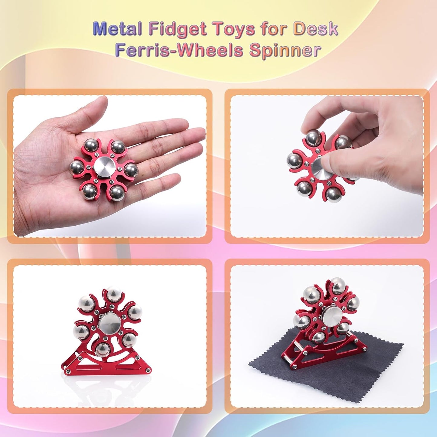 Desk-Fidget-Toys for Ferris-Wheels-Spinner: 4mins Kinetic-Metal-Spinner, Cool-Gadgets-Stuff for Kid Children Teen Adult EDC-Toy, ADHD Tools Stress Relief for Office Home School Men Woman Christmas