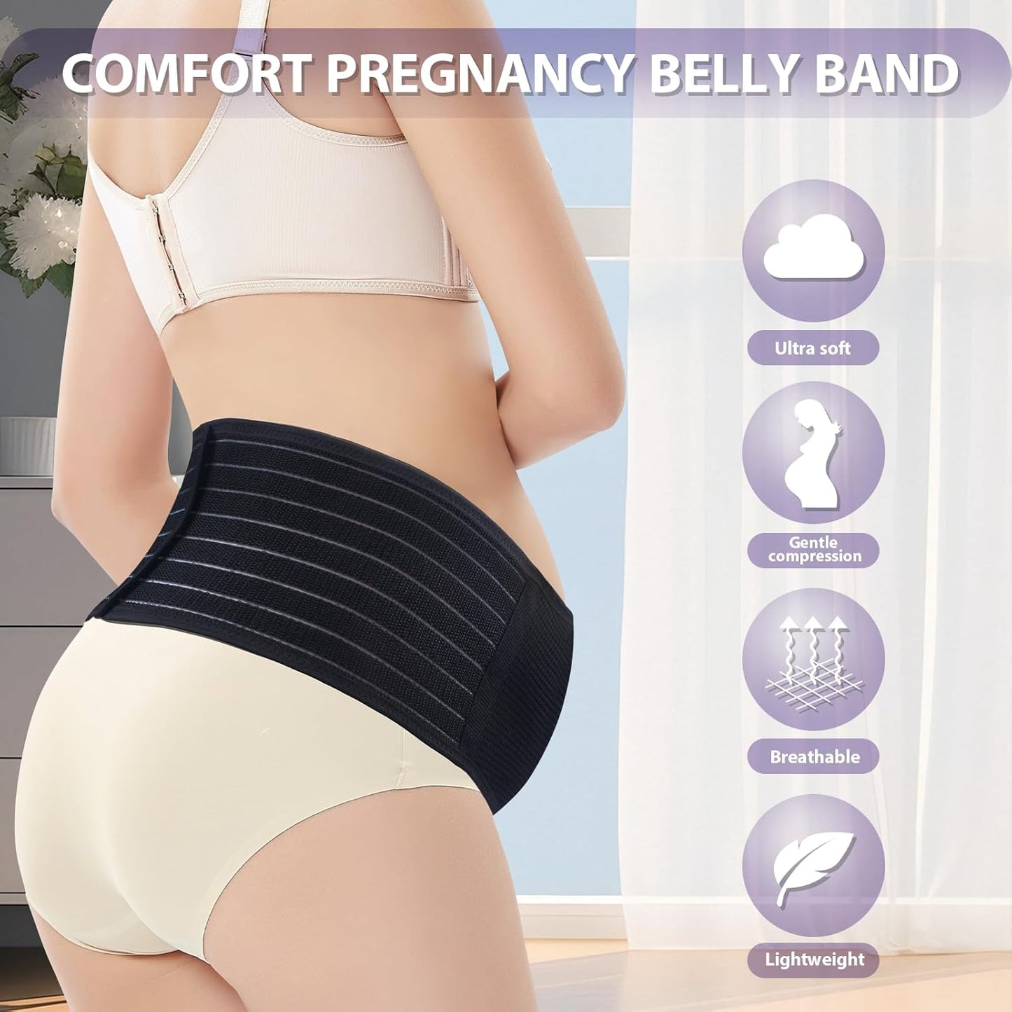 YANENAN Maternity Belly Bands for Pregnant Women, Adjustable and Breathable Pregnancy Belly Bands for Pelvic, Waist & Lower Back Relief, Pregnancy Must Have (One Size)