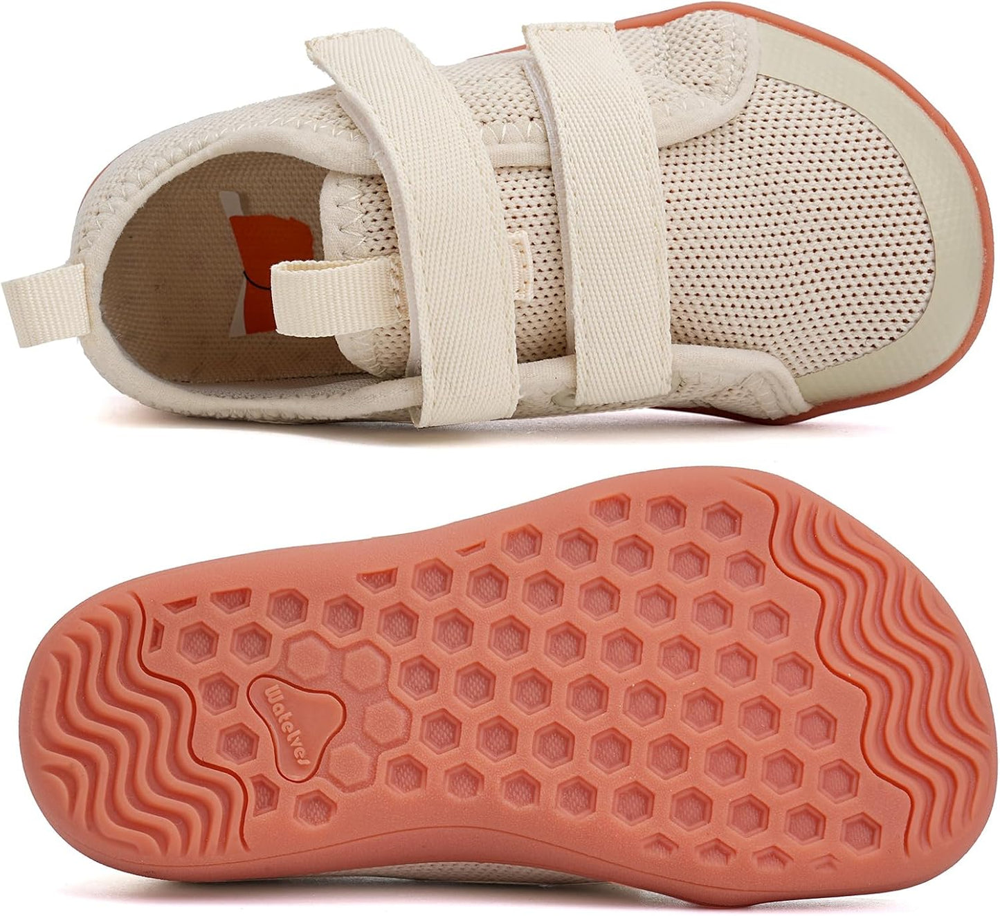 WateLves Toddler Little Kids Wide Barefoot Shoes The First Walking Shoes Girls Boys Breathable Zero Drop Minimalist Sneakers with Wide Toe Box Natural to Grow