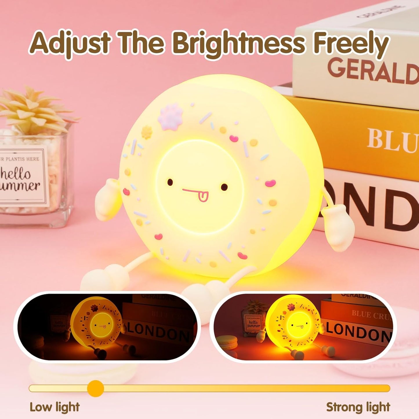 QANYI Donut Lover Lamp, Soft BPA Free Silicone Touch Night Light, Eye Caring, Stepless Dimming, Christmas Gift, Room Decor, Party, Home Office, Nursery Night Light for Kids Breastfeeding and Sleeping