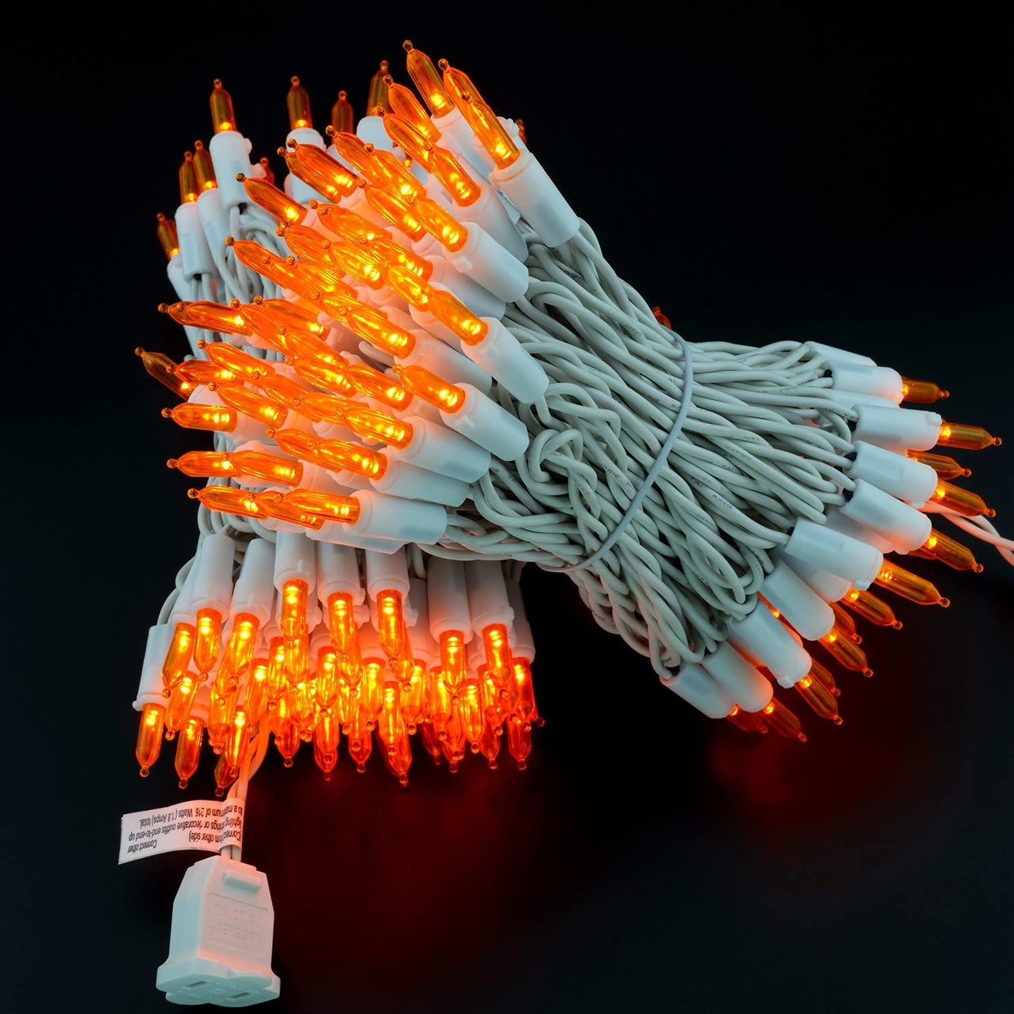 YULETIME 200 Orange LED Christmas Lights with White Wire, Pack of 2 Strands 33 Feet 100 Lights UL Certified Holiday String Light Set