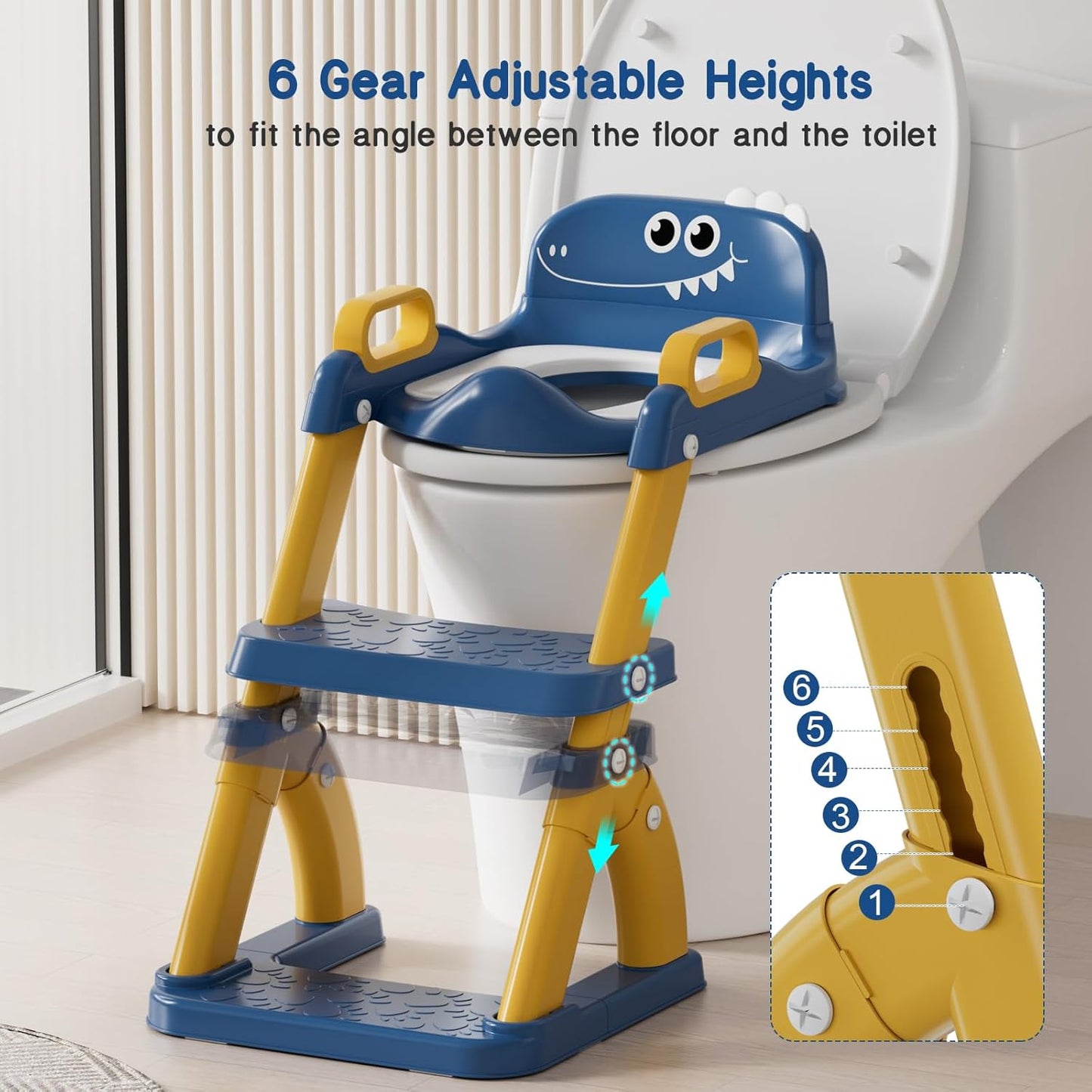 Potty Training Seat, Toddler Toilet Seat for Kids Boys Girls, 2 in 1 Potty Training Toilet for Kids, Splash Guard Anti-Slip Pad Step Stool, Adjust High Potty Chair for Toddler Kid Boys Girls