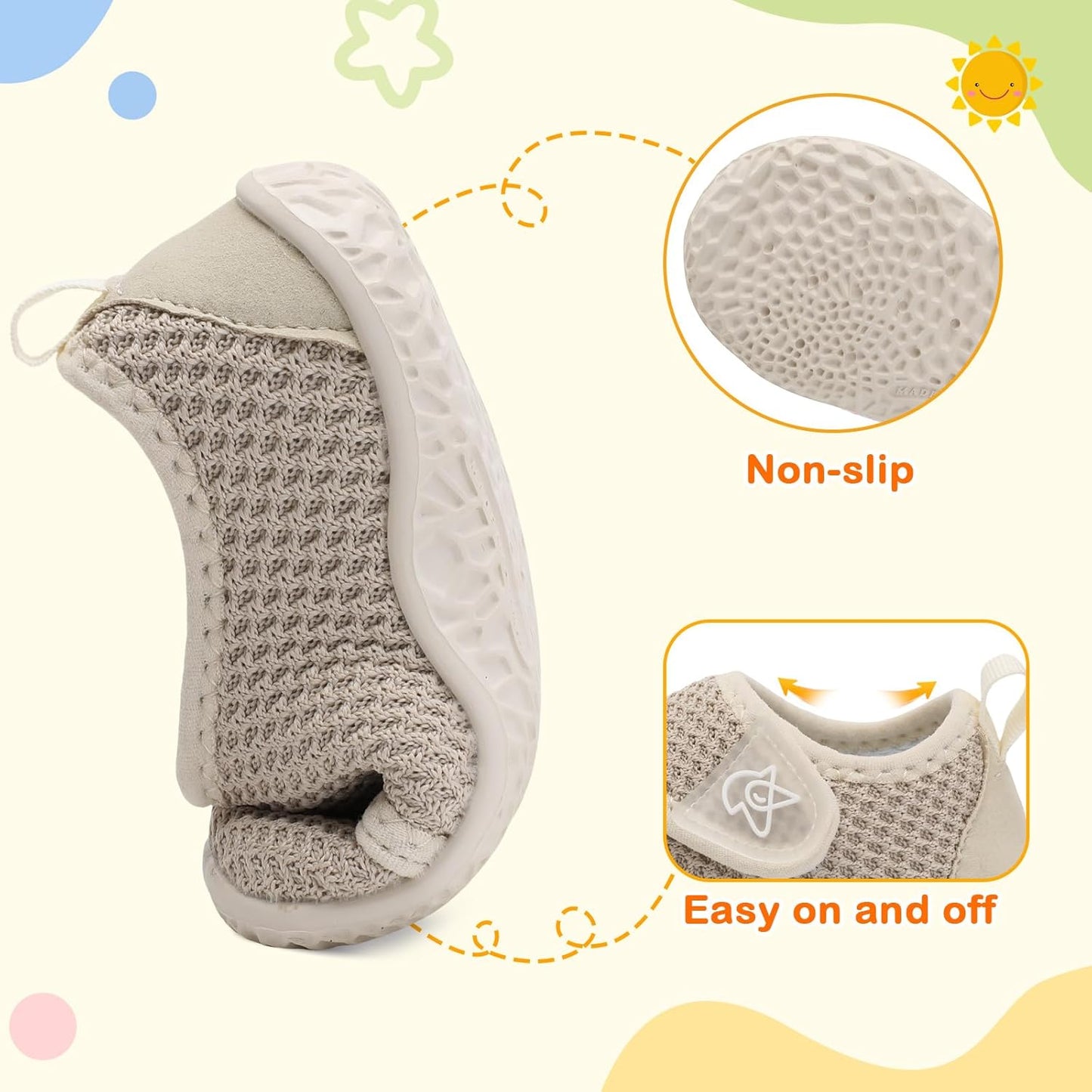 LeIsfIt Baby Shoes Boys Girls First Walking Shoes Non-Slip Infant Sneakers Lightweight Slip-on Crib Sneakers for First Walkers