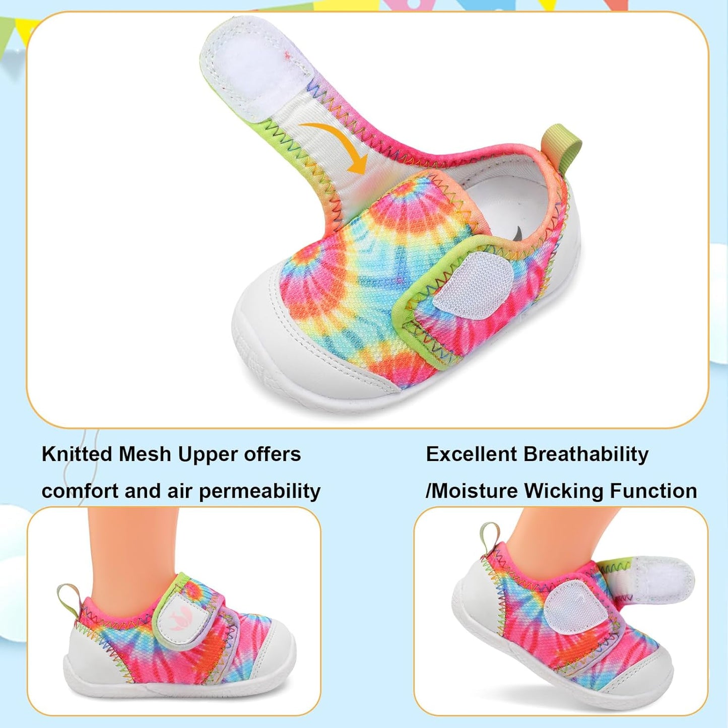 FEETCITY Baby First Walking Shoes Boys Girls Infant Sneakers Crib Shoes Breathable Lightweight Slip On Shoes