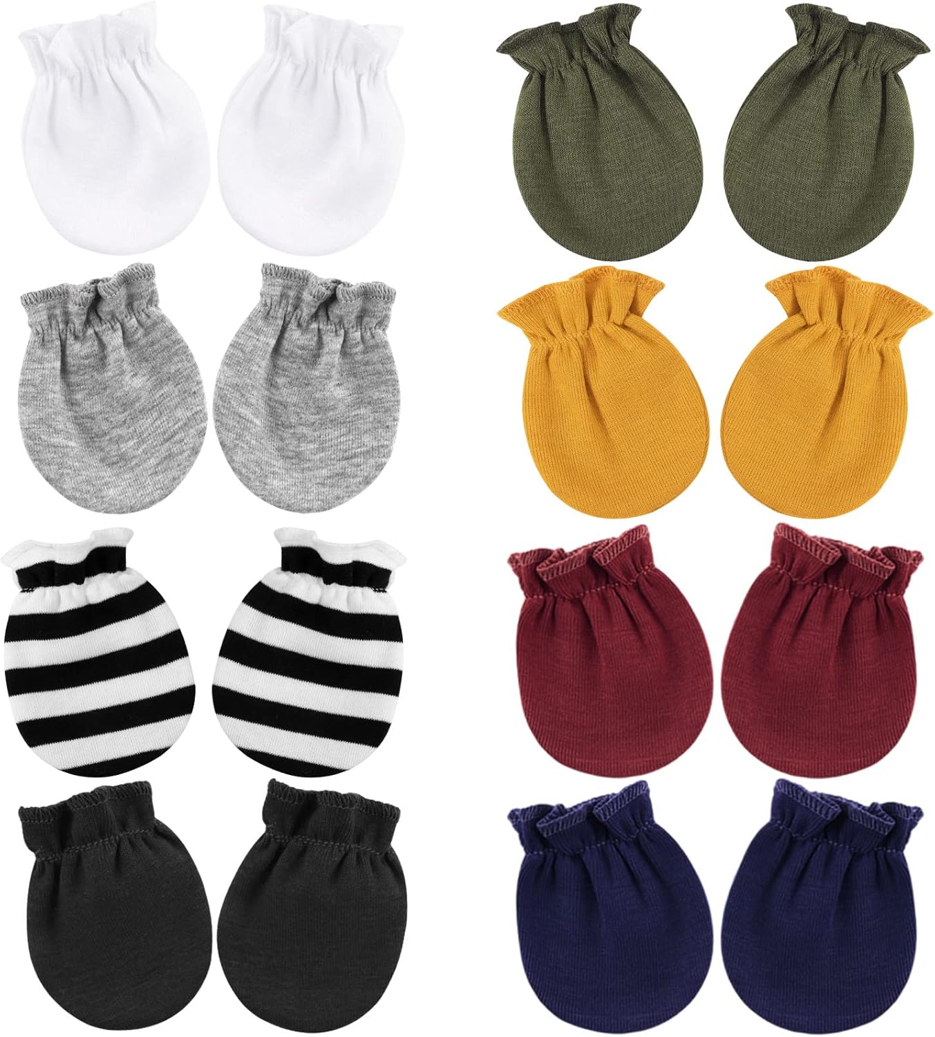 Newborn Baby Mittens No Scratch Cotton Elastic Wrist Gloves Infant Toddler Mittens for Baby Boy Girl 0-6 Months