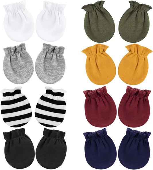 Newborn Baby Mittens No Scratch Cotton Elastic Wrist Gloves Infant Toddler Mittens for Baby Boy Girl 0-6 Months