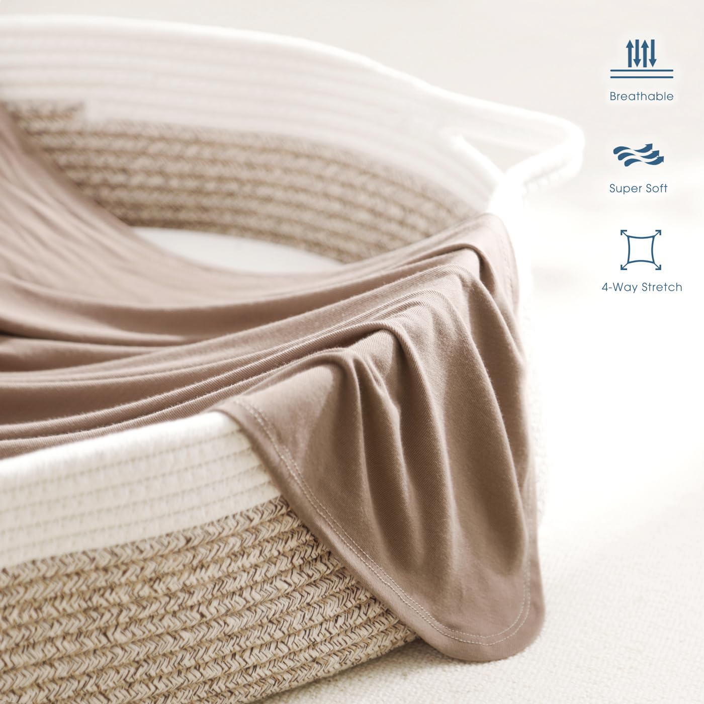 GRSSDER Newborn Swaddle Blanket, Ultra Soft Jersey Receiving Blanket with Matching Headband and Beanie Set, 47×47" Extra Large Nursery Stretchy Swaddle Wrap for Girls and Boys