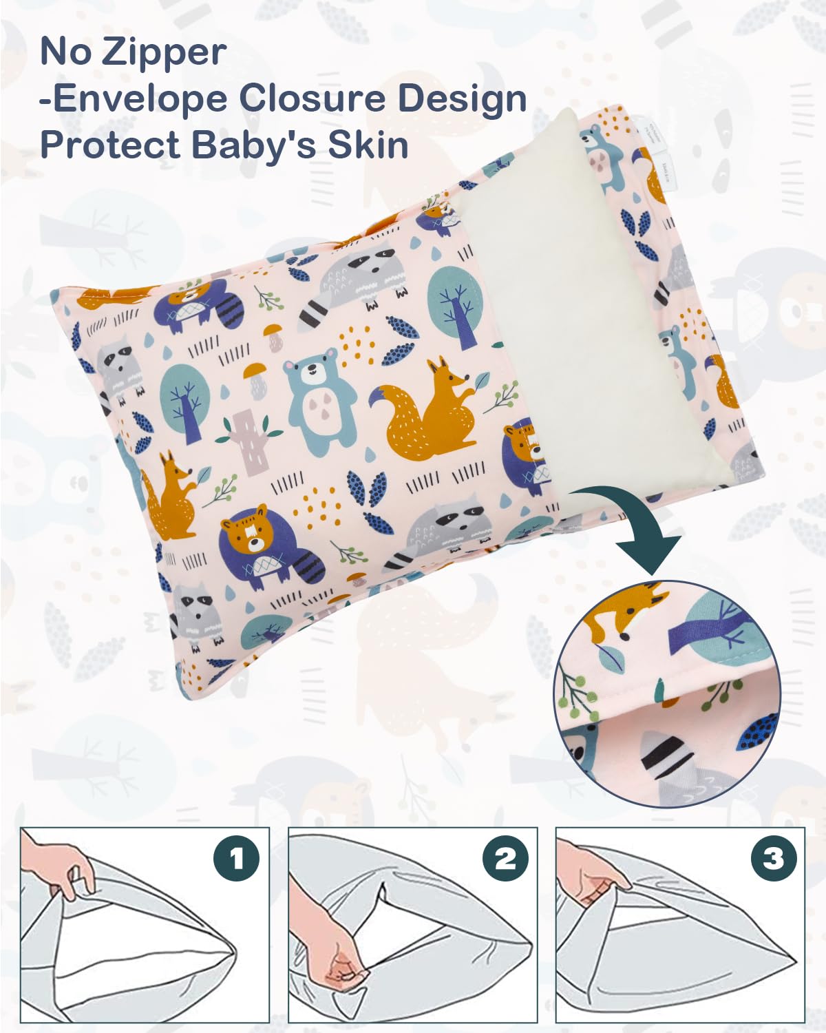 ALVABABY Toddler Pillowcases Stretchy Soft Kids Pillow Cover 2 Pack Fit 13"x 18" or 12"x16" Envelope for Girl Boy Sleepy Travel 2TPE25A