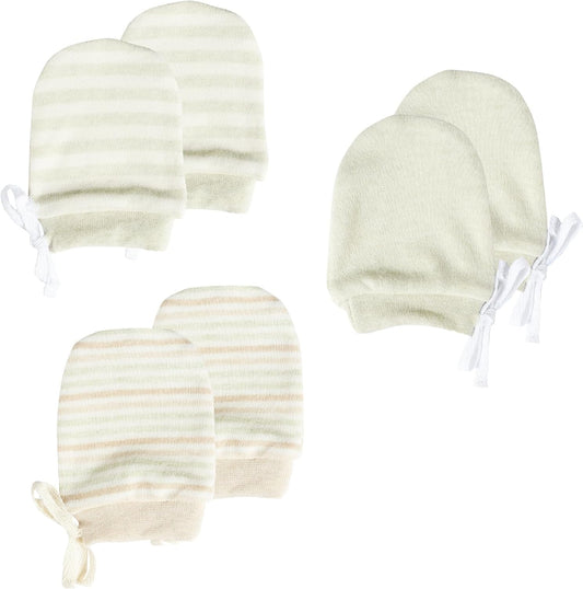 Newborn Mittens No Scratch 100% Organic Cotton 3 Packs Mitts Baby Boy Girl Neutral With String 0-12 months