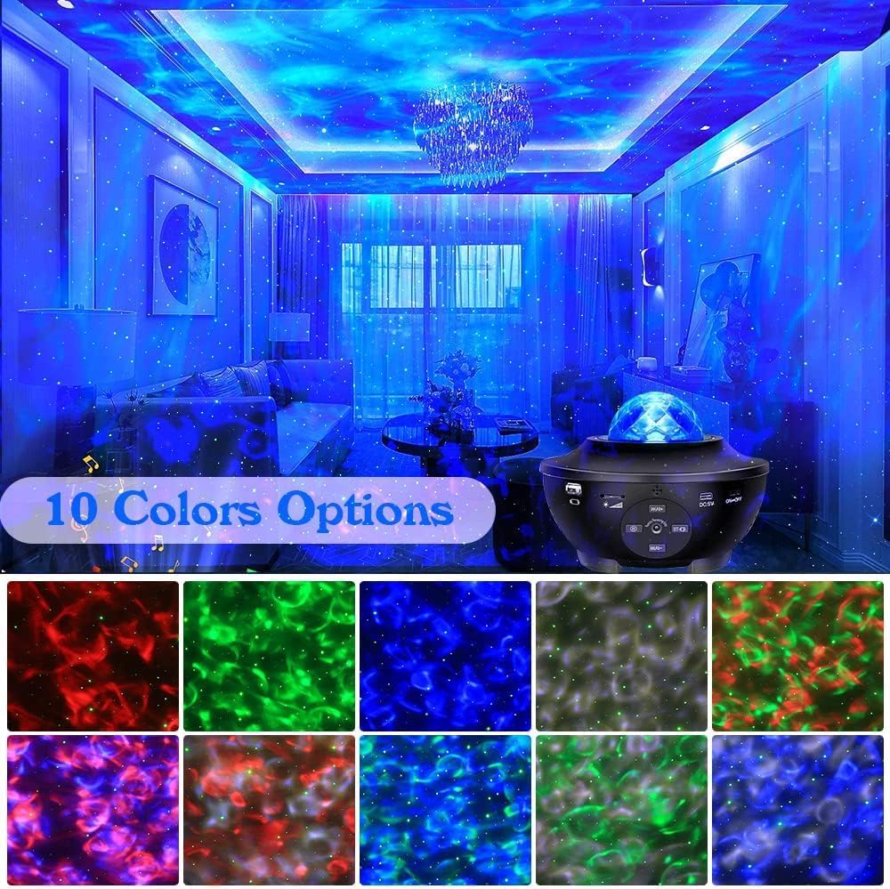 Sunbox Star Projector,3 in 1 Galaxy Projector Night Light with Remote Control,15 White Noise,Music Speaker&Timer,Starry Light Projector for Bedroom/Party/Home Decor,Starry Projector for Kids & Adults