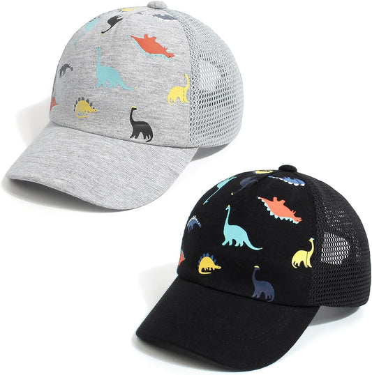 Duoyeree Toddler Baseball Cap Baby Cap Sun hat Print Dinosaur Pattern and Solid Color hat Kids boy Girl Age 0-8t